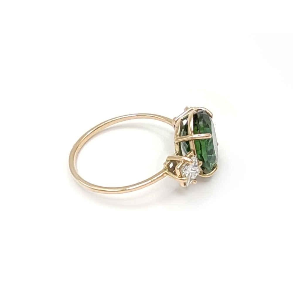 Gemstone 14kt solid Gold Ring Tourmaline   Diamonds Cocktail ring gift  for her  For Sale 1