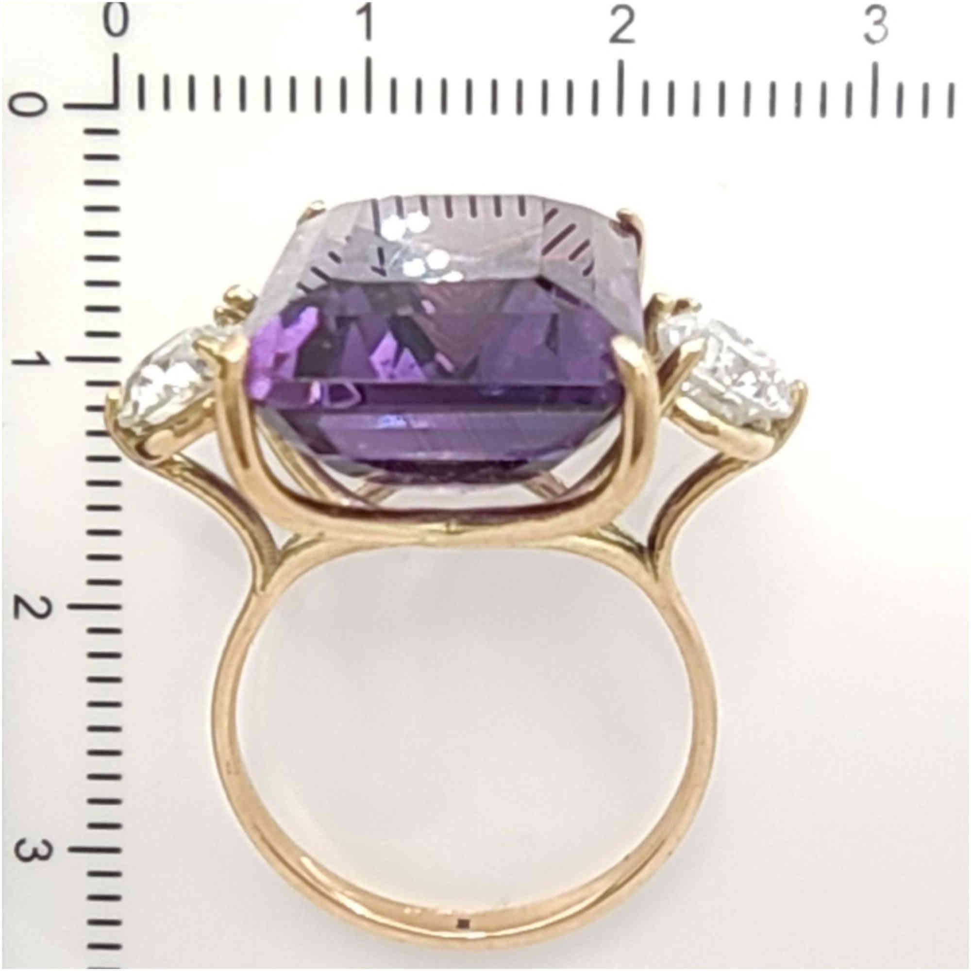 IGE Certified 17.28 Carat Amethyst Diamond Cocktail Ring For Sale 8
