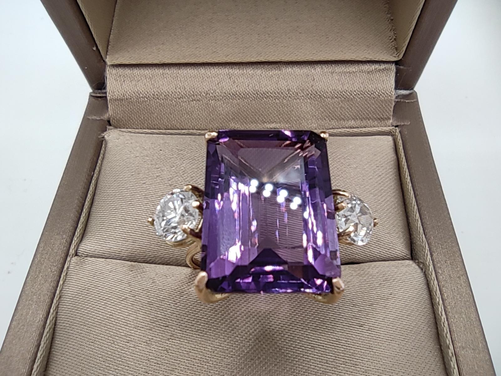 IGE Certified 17.28 Carat Amethyst Diamond Cocktail Ring For Sale 10
