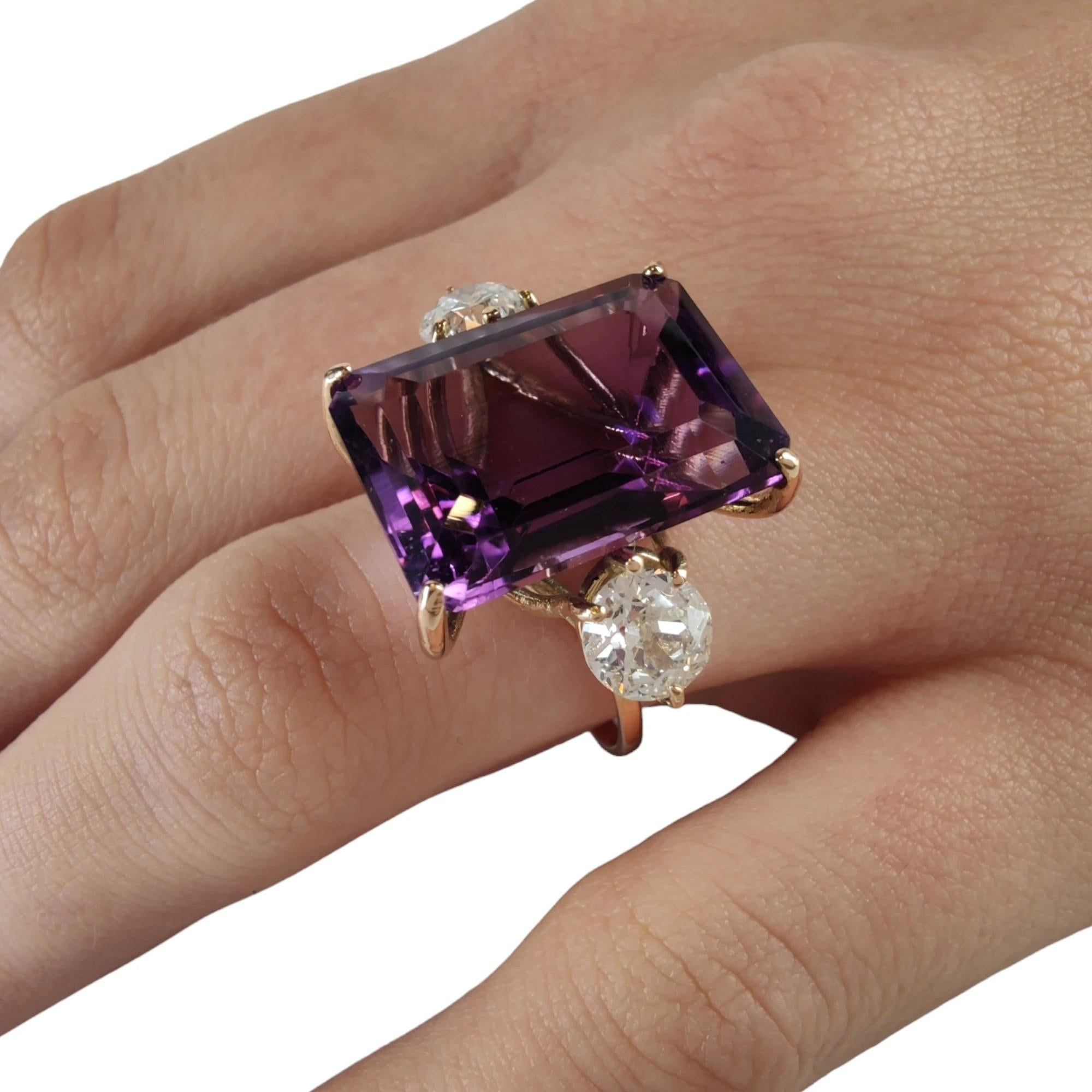Eleganter Cocktailring mit Amethyst und Diamant - IGE-zertifiziert, perfektes Geschenk für (Zeitgenössisch)