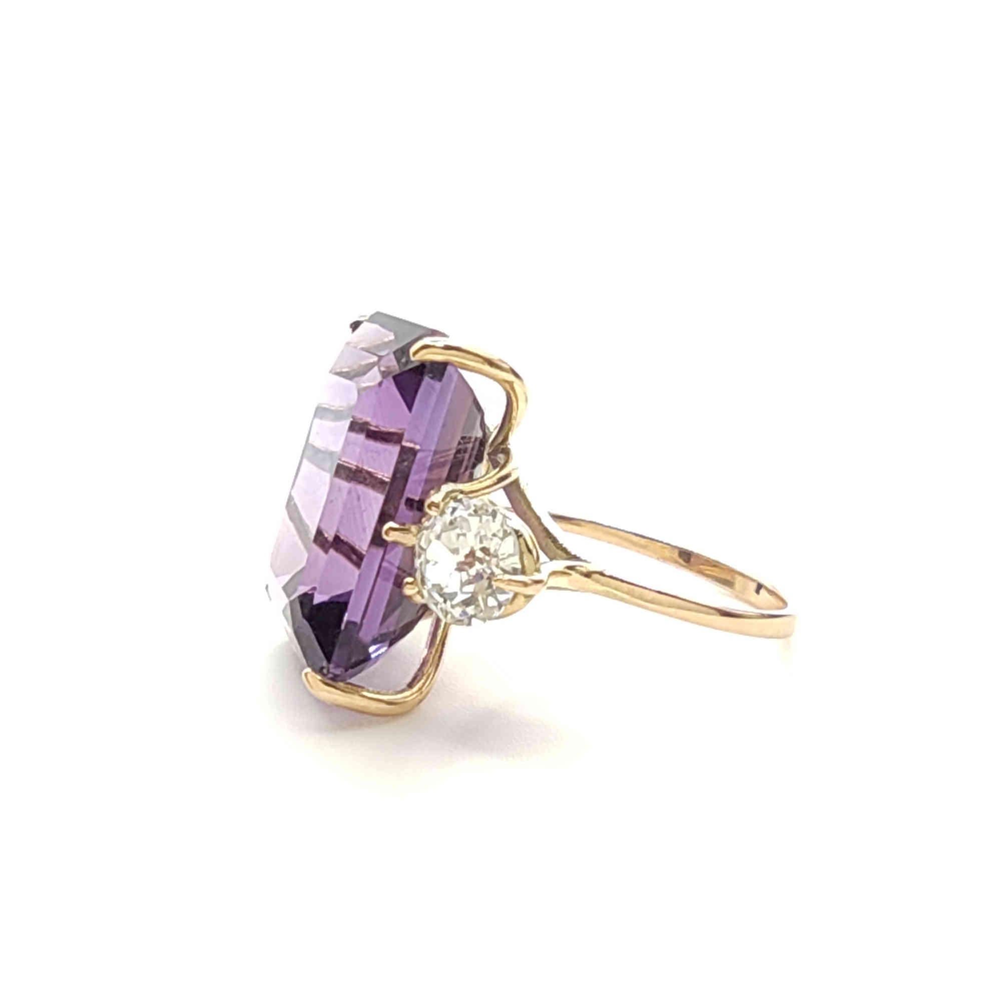 IGE Certified 17.28 Carat Amethyst Diamond Cocktail Ring For Sale 1