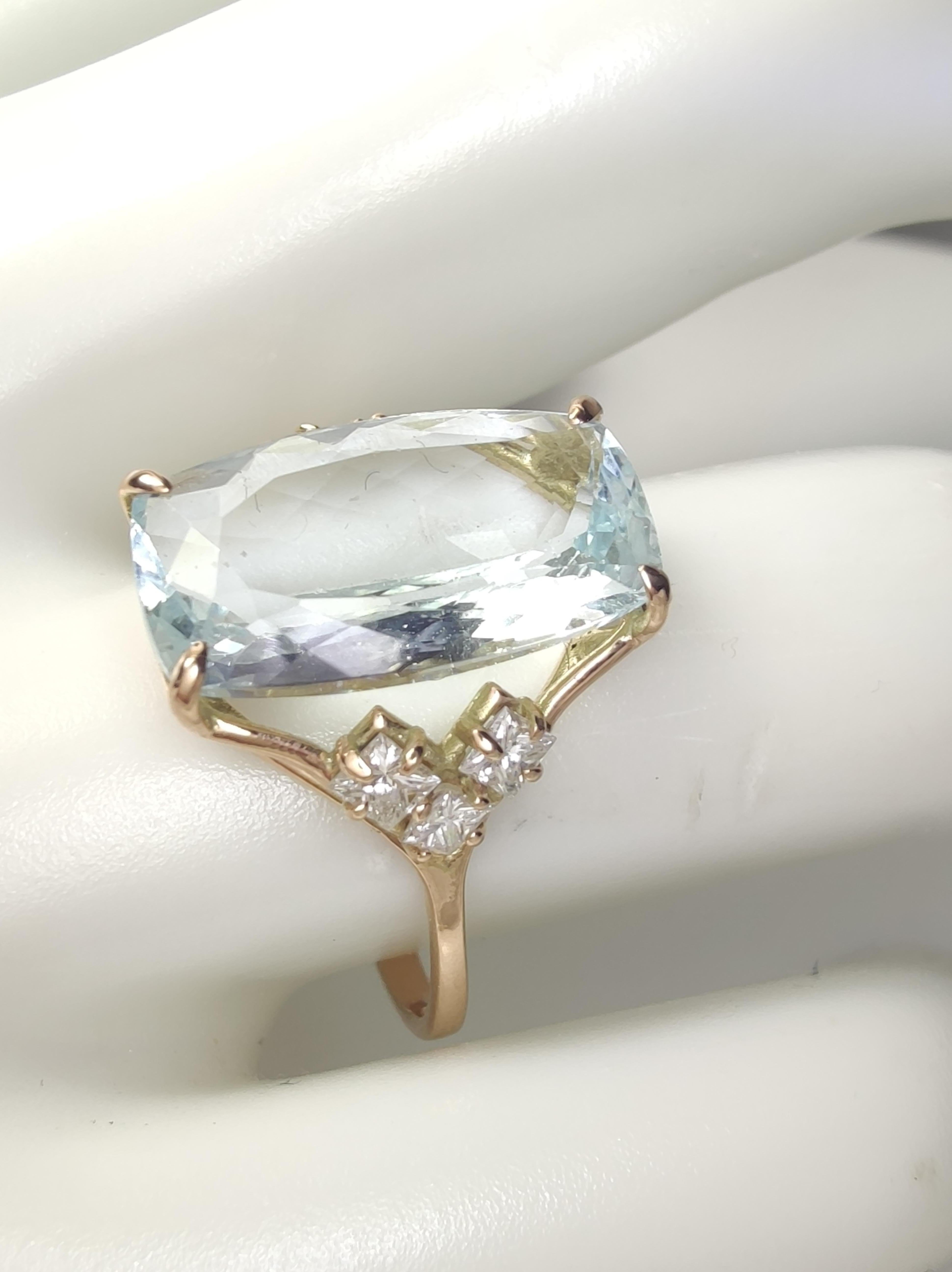 IGE-zertifizierter 4,28 Karat natürlicher Aquamarin-Diamantring  14K Gold im Angebot 5