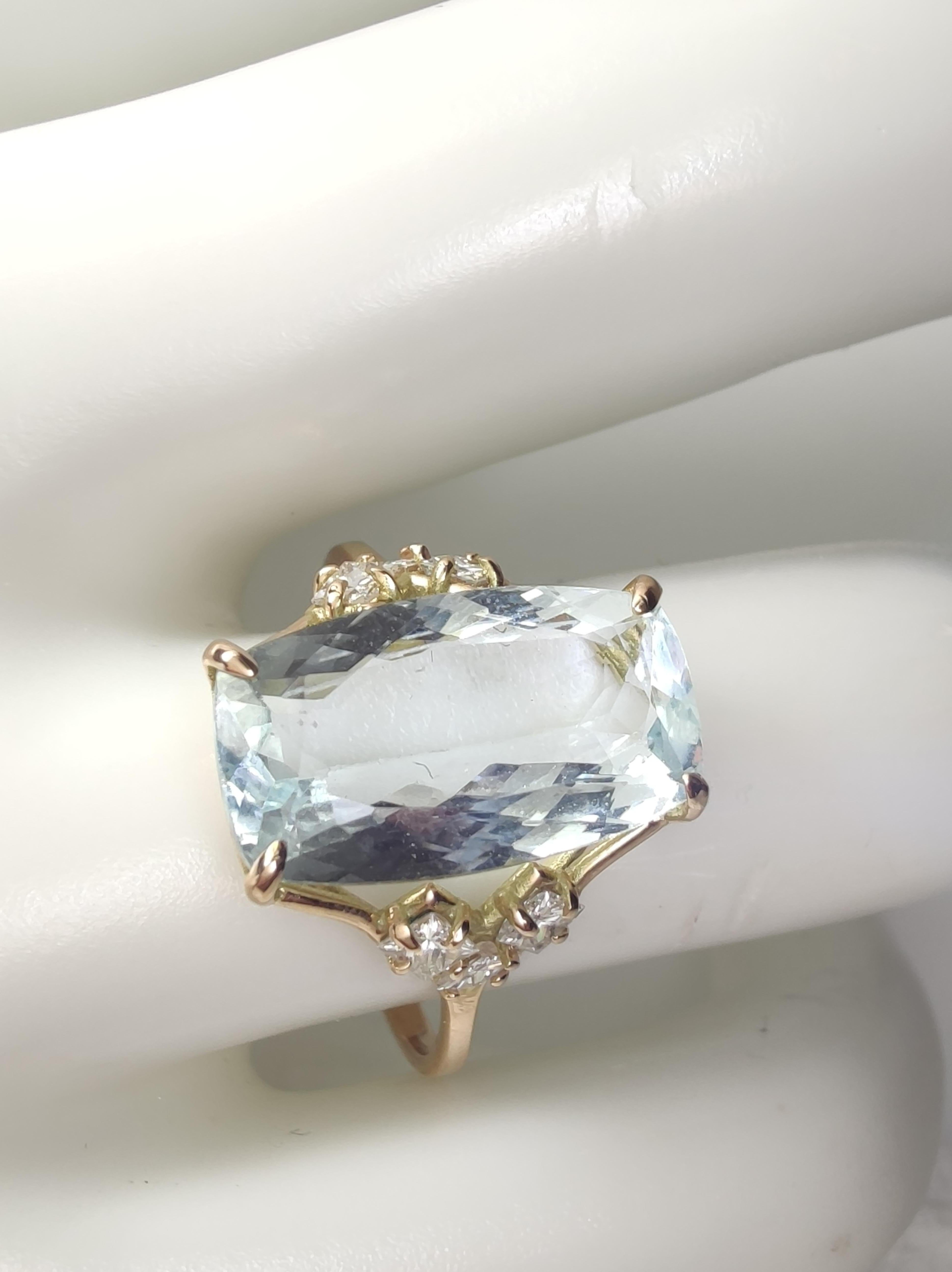 IGE-zertifizierter 4,28 Karat natürlicher Aquamarin-Diamantring  14K Gold im Angebot 6