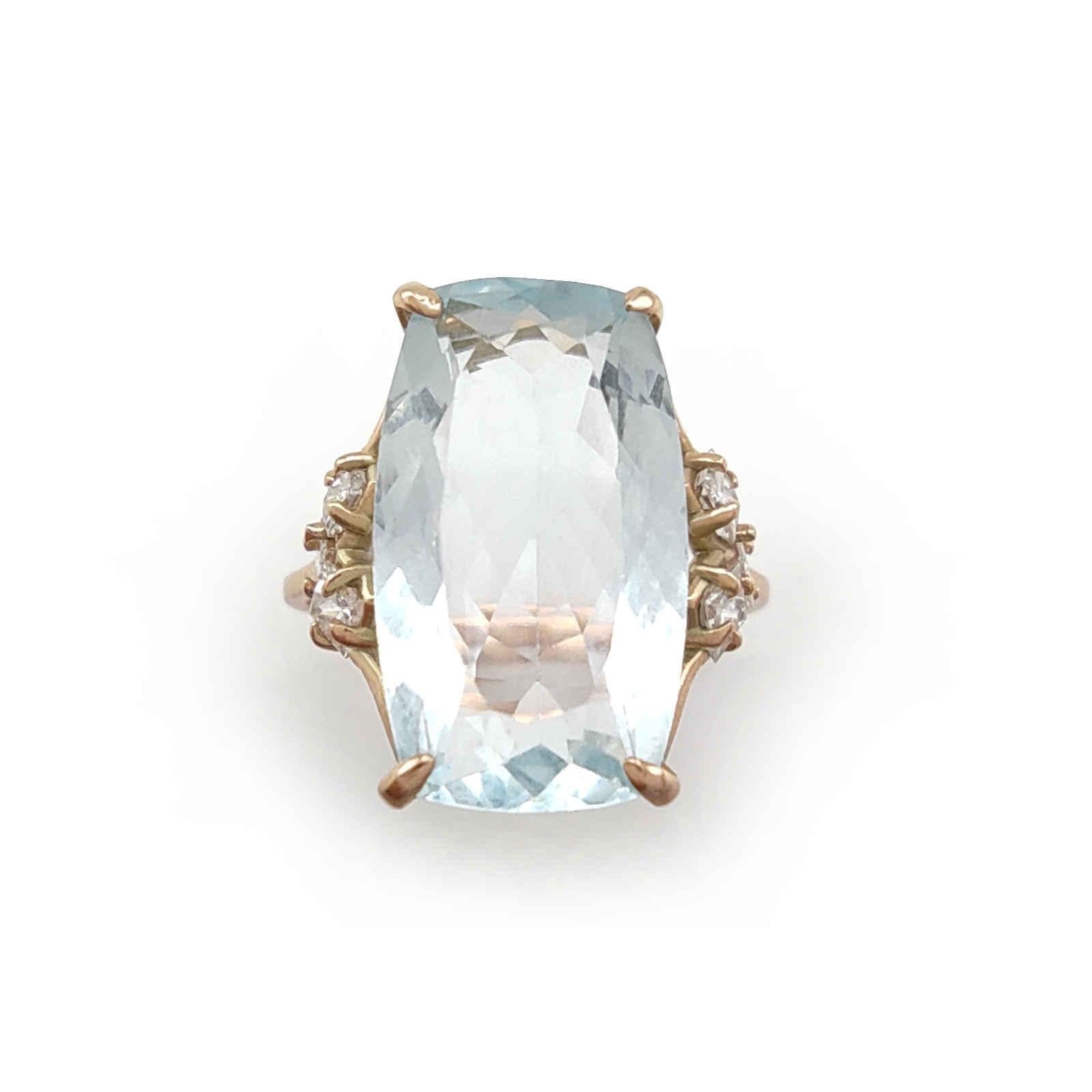 IGE Certified 4.28 Carat Natural Aquamarine Diamond Ring  14K Gold For Sale 1
