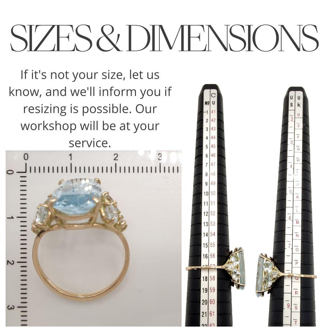 Women's 14K Gold Aquamarine & Diamond Cocktail Ring - Elegant Gift for Her Cerified ring