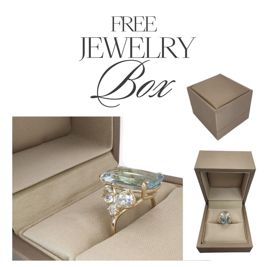 14K Gold Aquamarine & Diamond Cocktail Ring - Elegant Gift for Her Cerified ring For Sale 1
