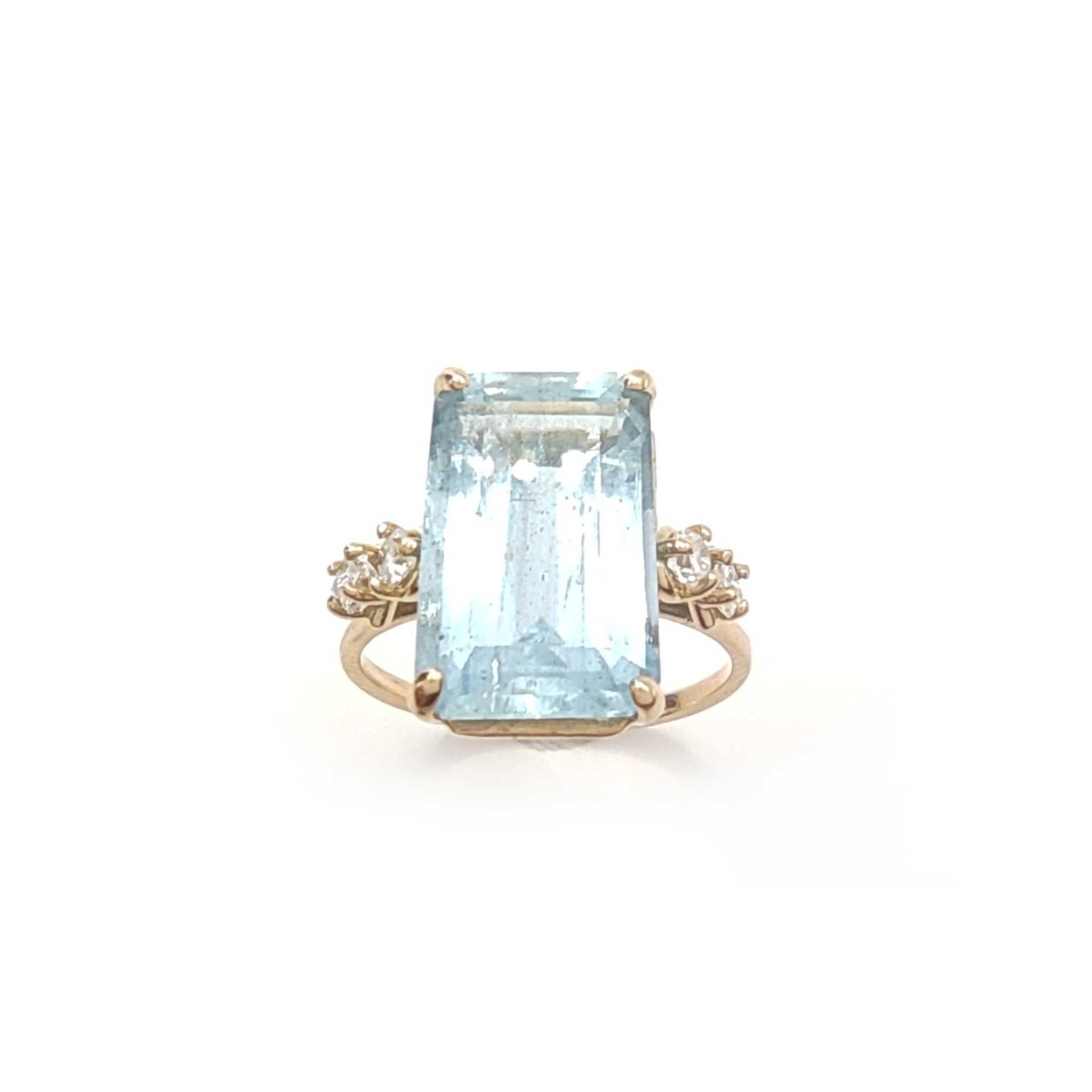 Gemstone ring 14k Gold Aquamarine Ring Diamonds  Women Bridal  Rings Certified In Excellent Condition In Sant Josep de sa Talaia, IB