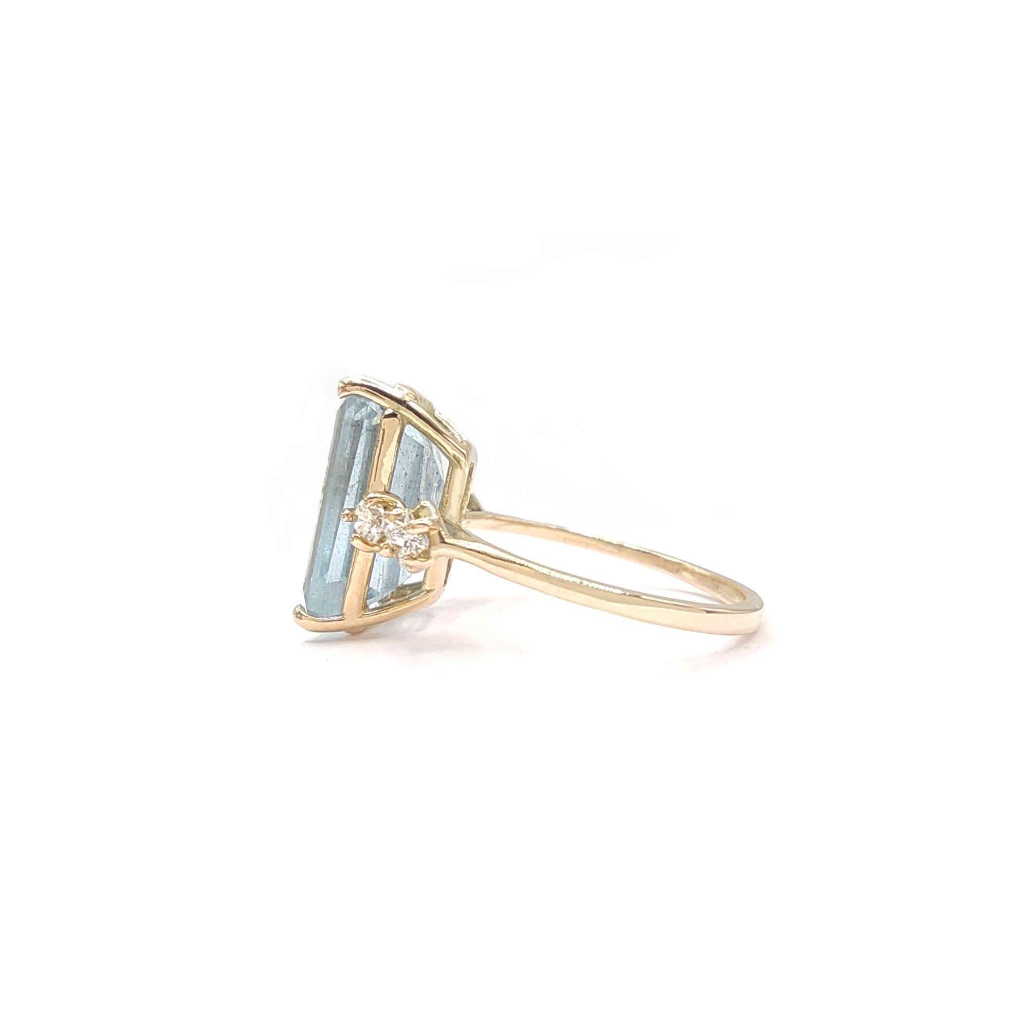 Women's Gemstone ring 14k Gold Aquamarine Ring Diamonds  Women Bridal  Rings Certified