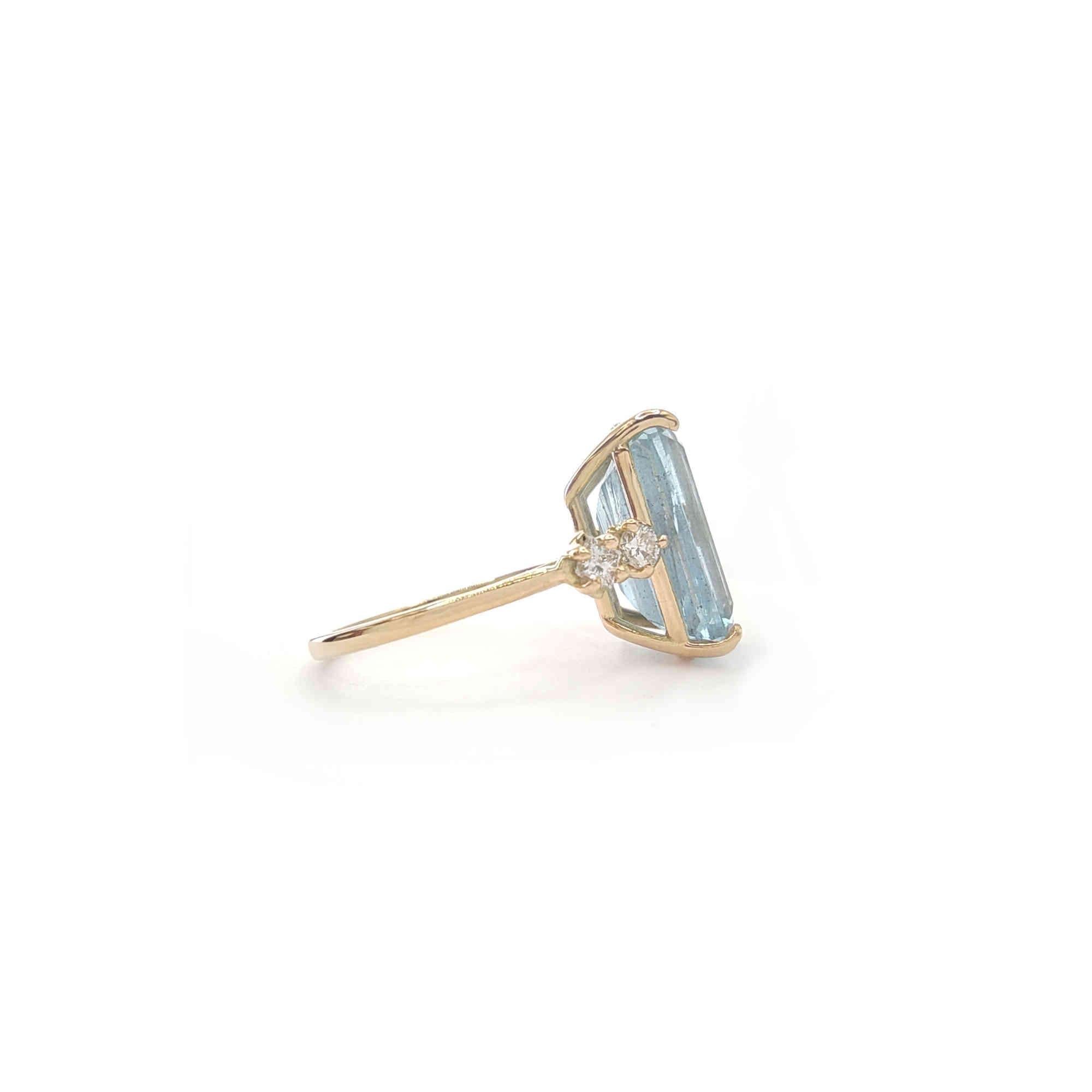 Gemstone ring 14k Gold Aquamarine Ring Diamonds  Women Bridal  Rings Certified 1