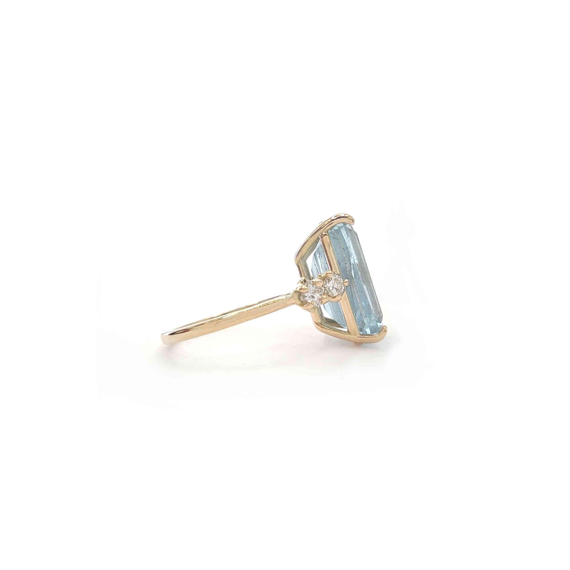 Edelsteinring 14k Gold Aquamarin Ring Diamanten  Frauen Braut  Ringe Zertifiziert 2
