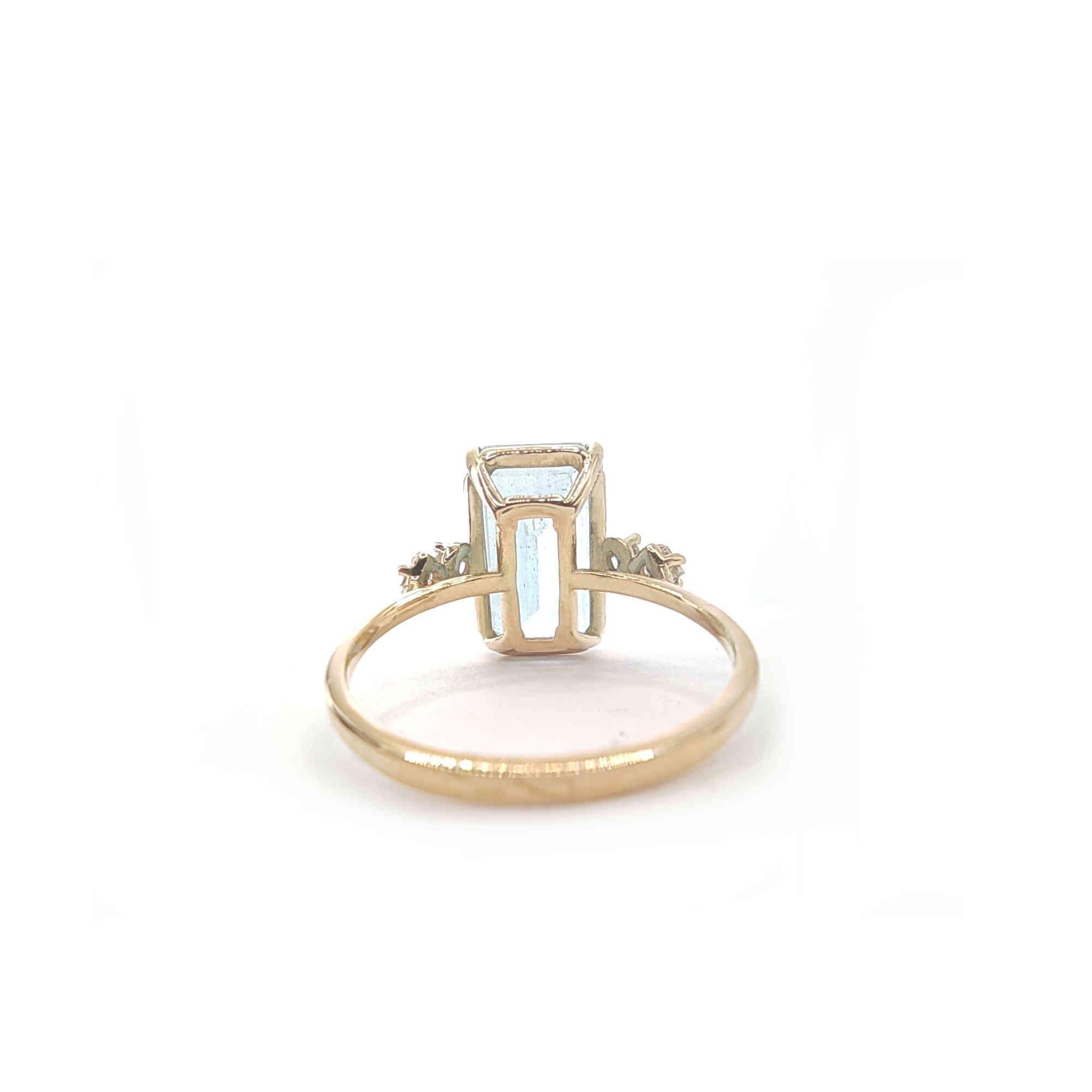Gemstone ring 14k Gold Aquamarine Ring Diamonds  Women Bridal  Rings Certified 2