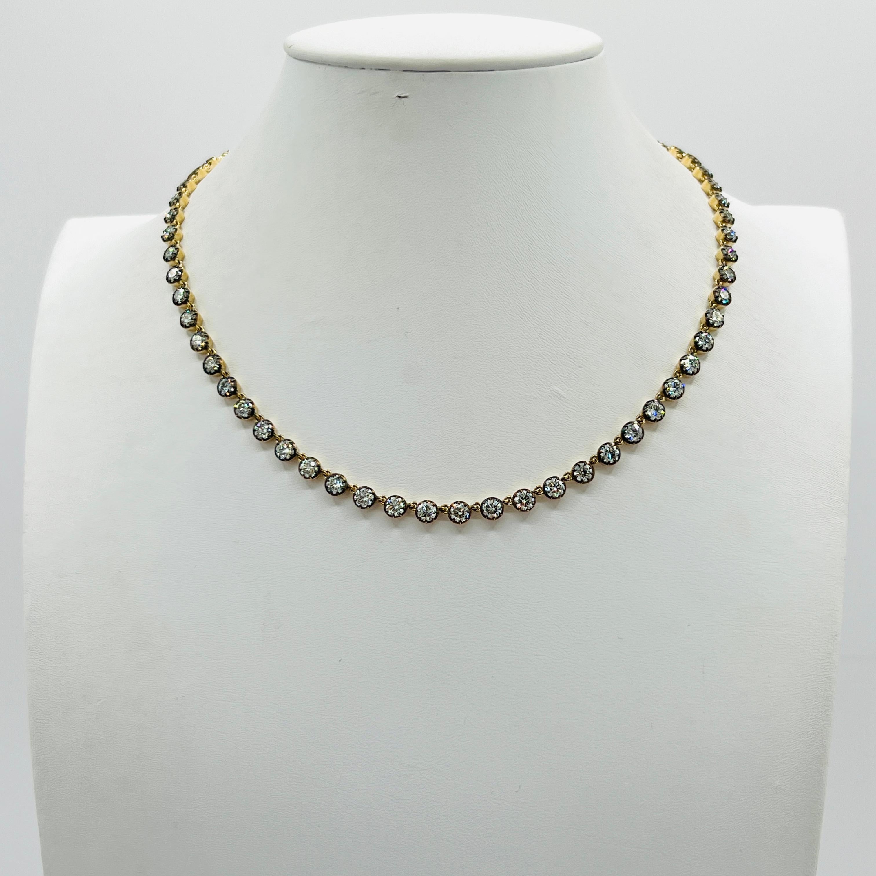 IGI Collar de diamantes redondos de 0,20 quilates cada uno en oro amarillo de 18 quilates y rodio negro en Nuevo estado para la venta en Los Angeles, CA