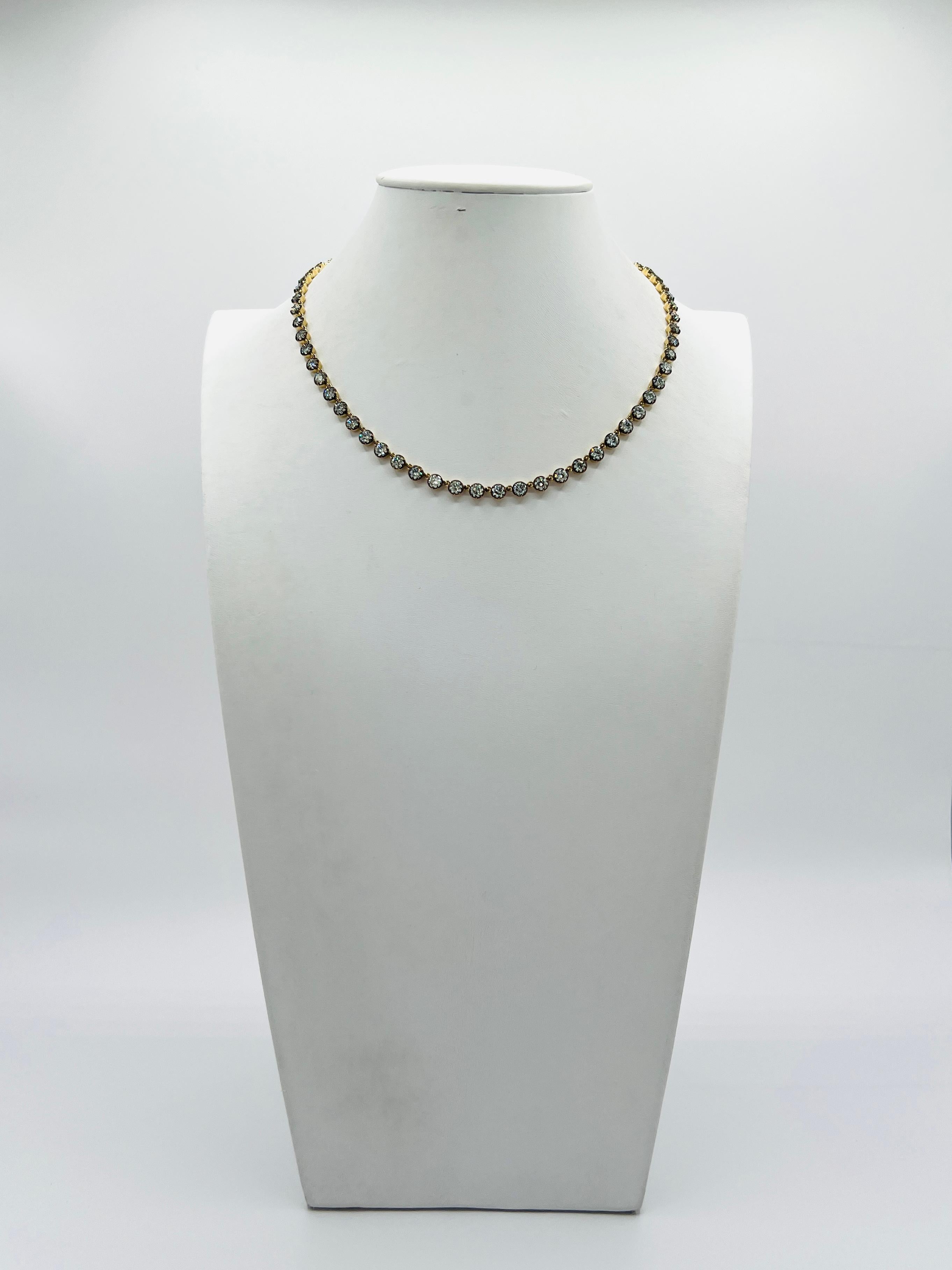 Femenino o masculino IGI Collar de diamantes redondos de 0,20 quilates cada uno en oro amarillo de 18 quilates y rodio negro en venta