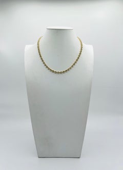 IGI 0.20 Carat Each Round White Diamond Necklace in 18K Yellow Gold