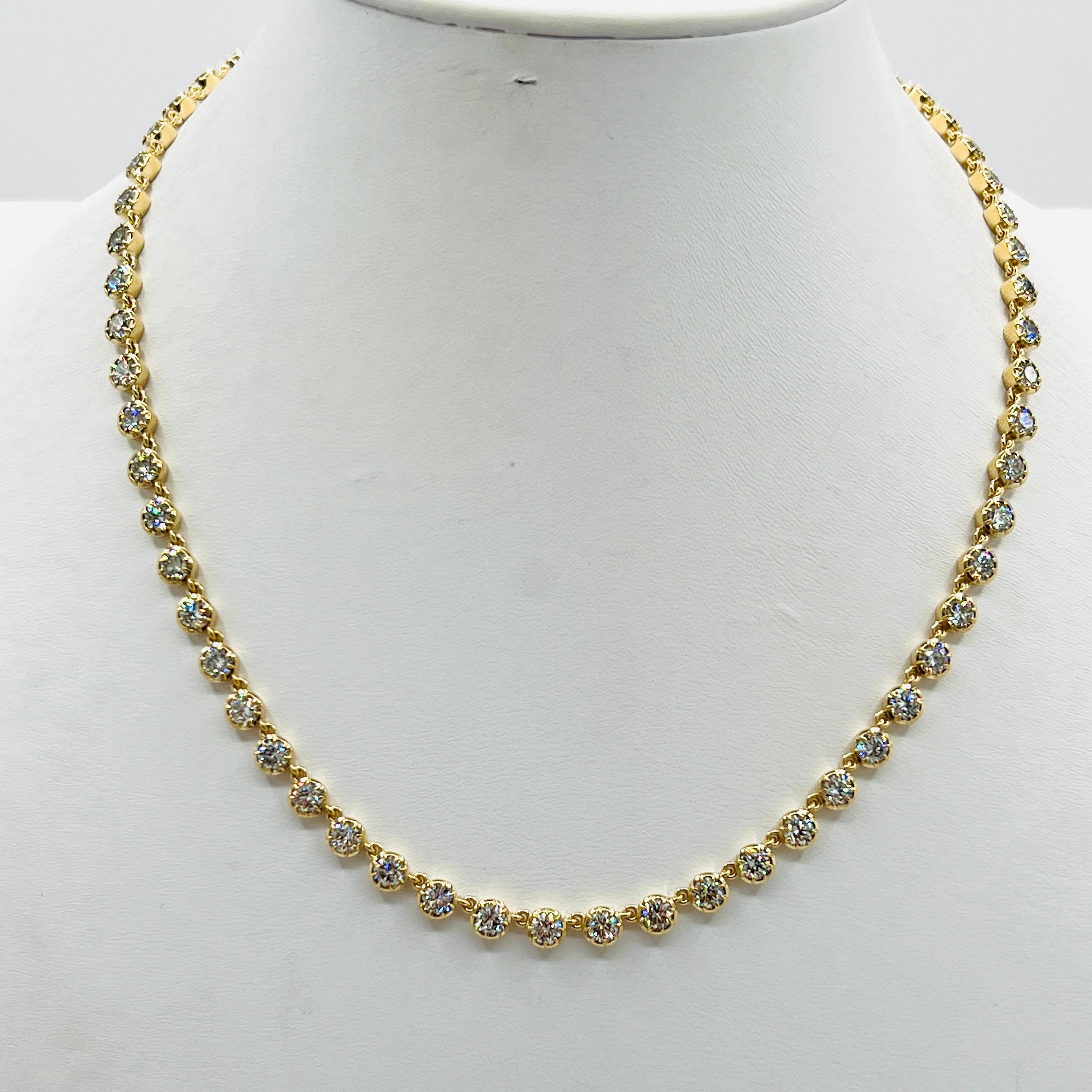IGI 0,20 Karat Jeder runde weiße Diamant Halskette in 18K Gelbgold im Zustand „Neu“ im Angebot in Los Angeles, CA