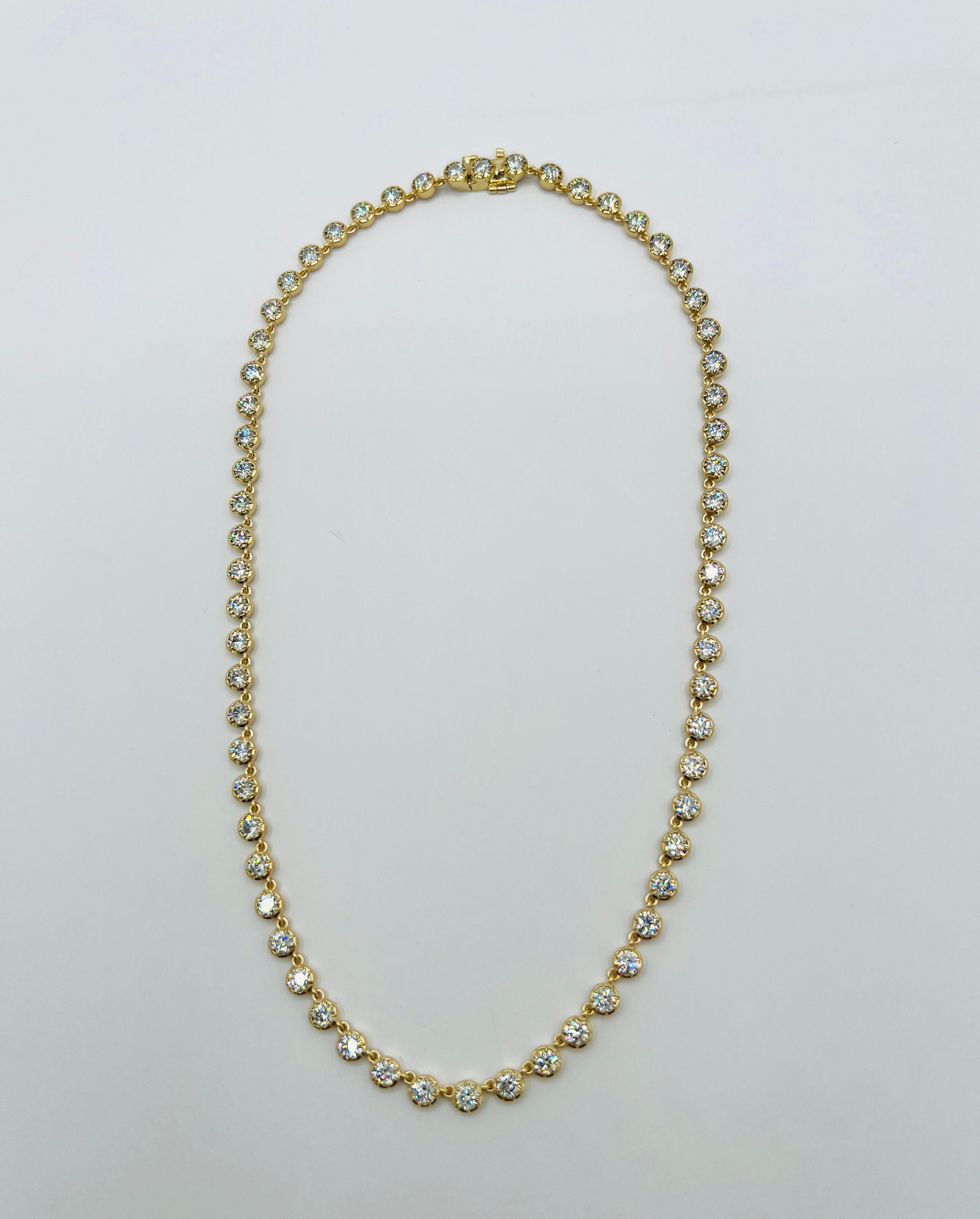 IGI 0,20 Karat Jeder runde weiße Diamant Halskette in 18K Gelbgold im Angebot 2