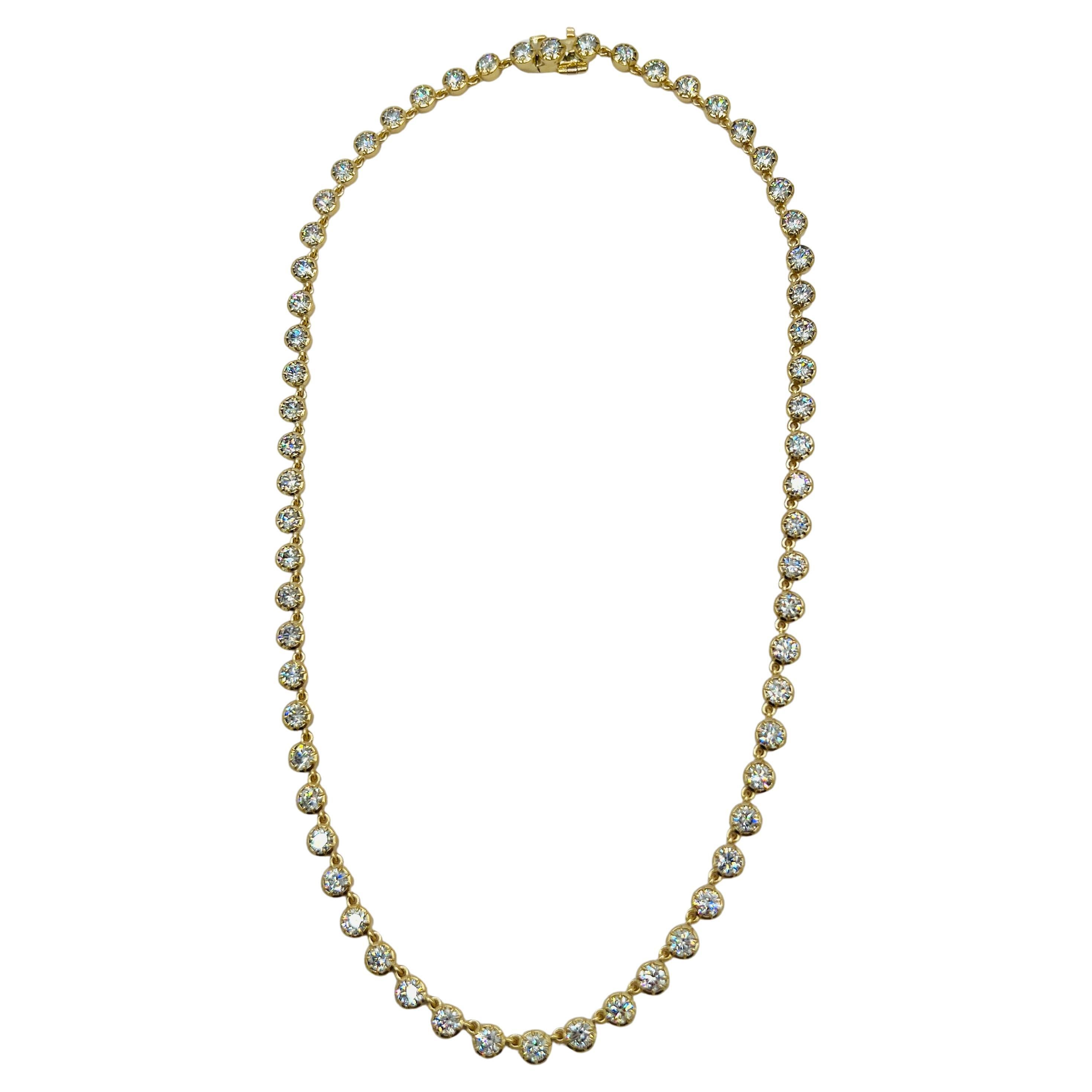 IGI 0,20 Karat Jeder runde weiße Diamant Halskette in 18K Gelbgold im Angebot