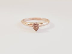 IGI 0.30 Carat Natural Fancy Brownish Pink Peal Diamond Ring 14K Rose