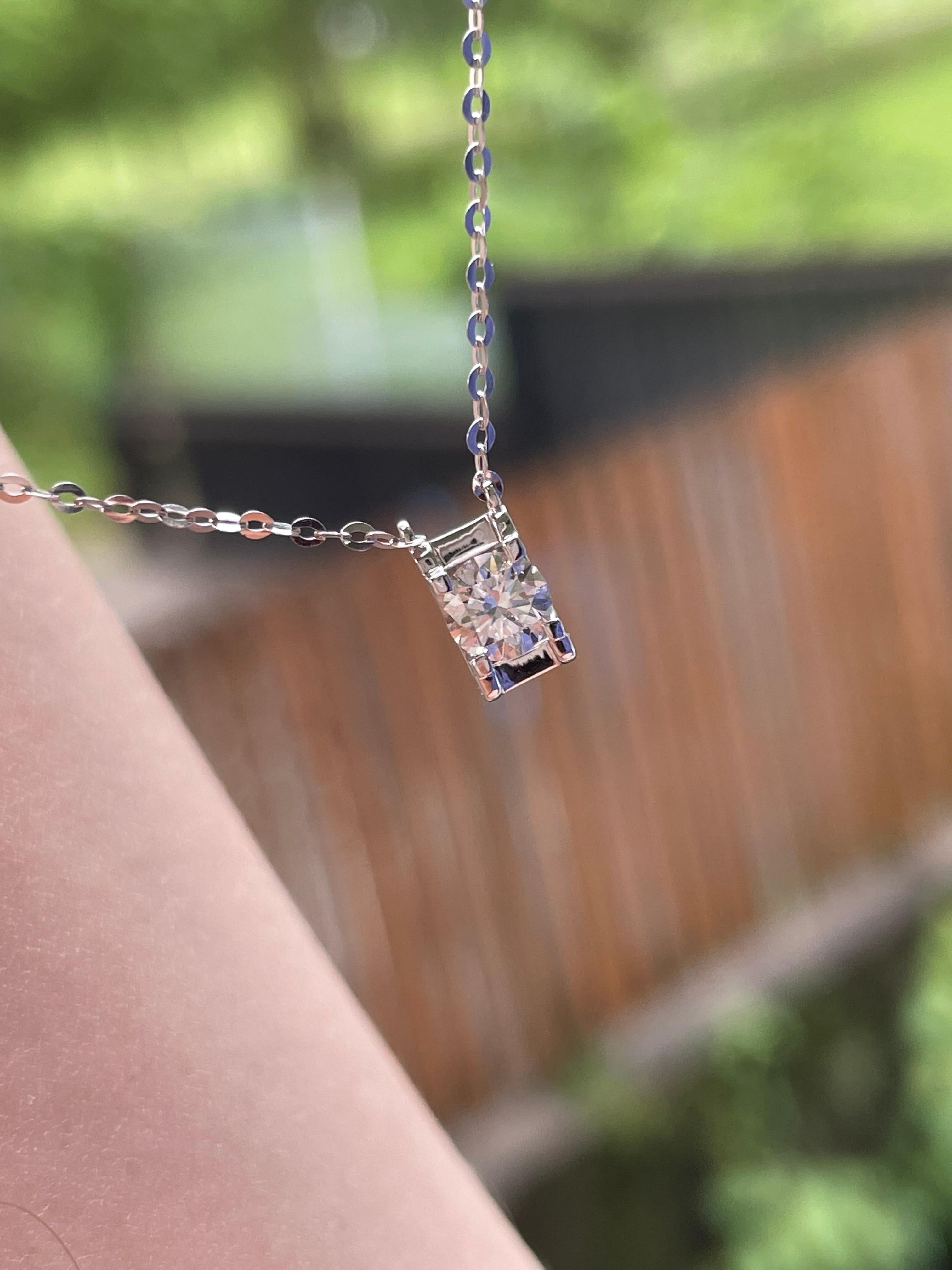 Collana con diamanti naturali IGI da 0,32 carati in oro 18 carati in vendita 3