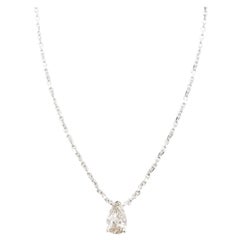 IGI 0.75 Carat Pear Shape Diamond Pendant 14 Karat White Gold Chain Necklace