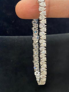 IGI 11.20 Cts F/VS1 Pear Diamonds Reverse Tennis Bracelet in 14K White Gold