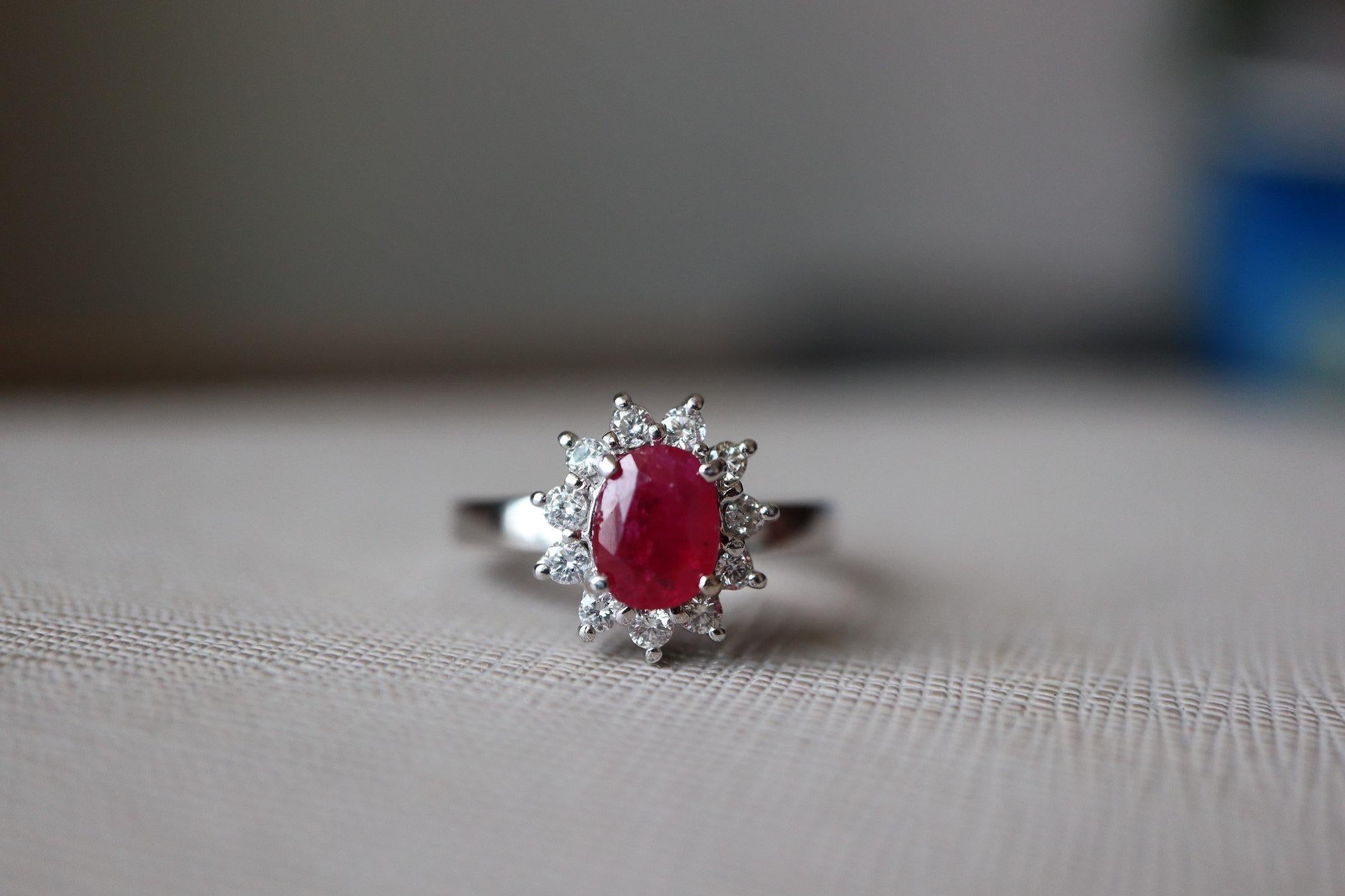 IGI 1.17Ct Unheated Mogok Ruby Halo Ring For Sale 4