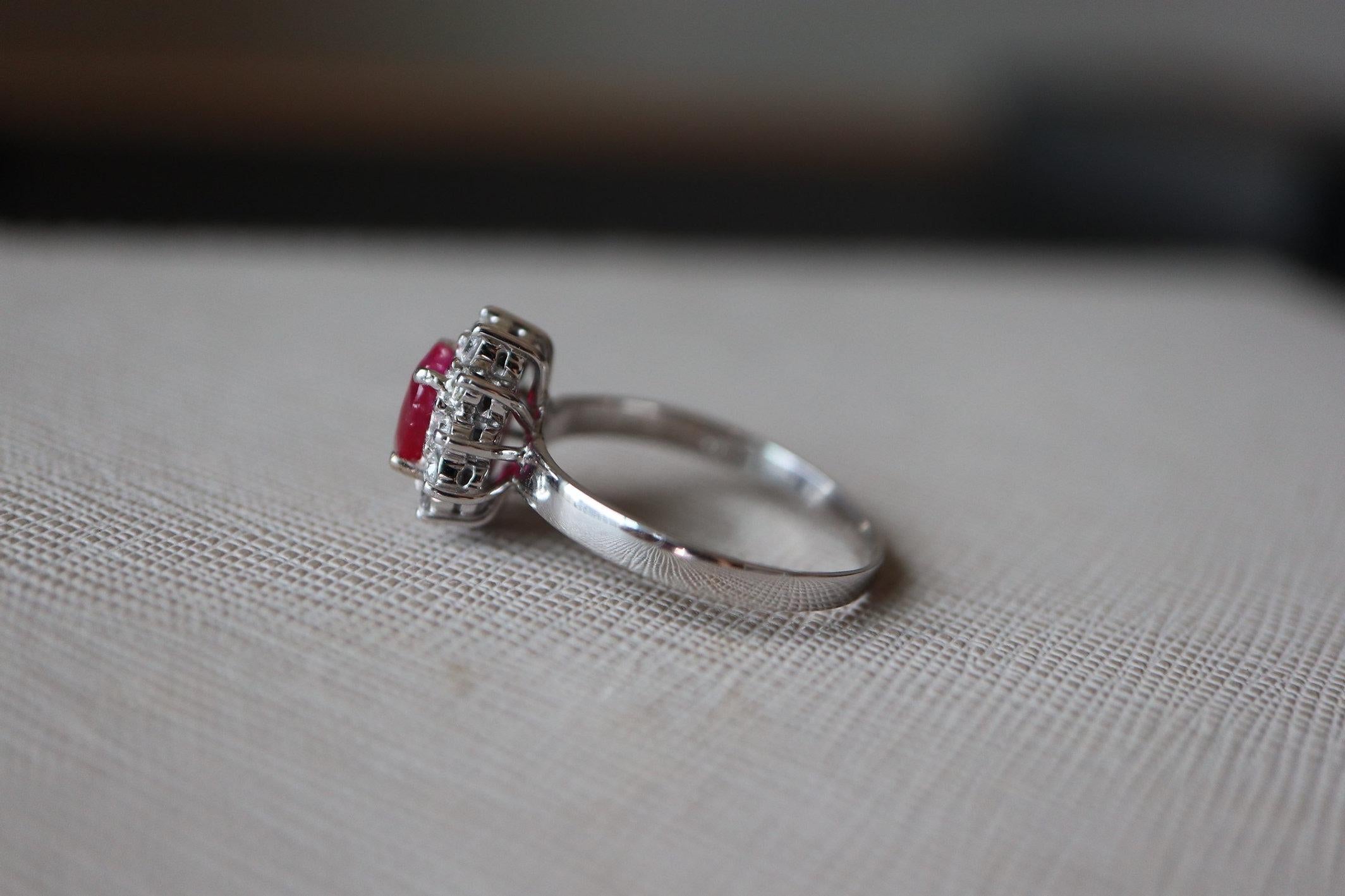 Women's IGI 1.17Ct Unheated Mogok Ruby Halo Ring For Sale