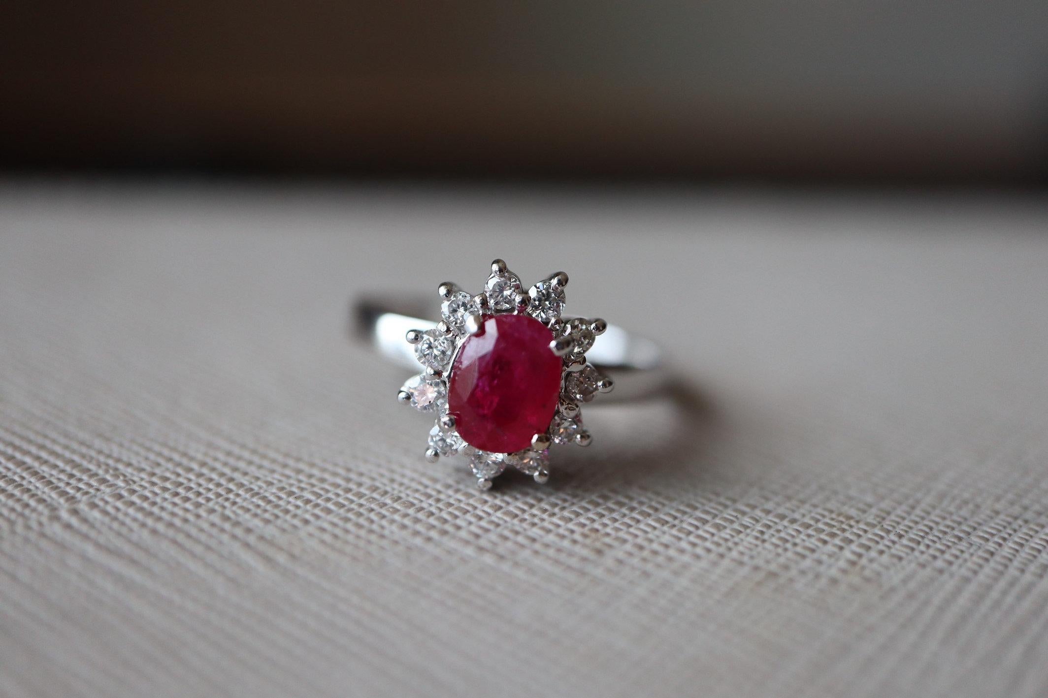 IGI 1.17Ct Unheated Mogok Ruby Halo Ring For Sale 1