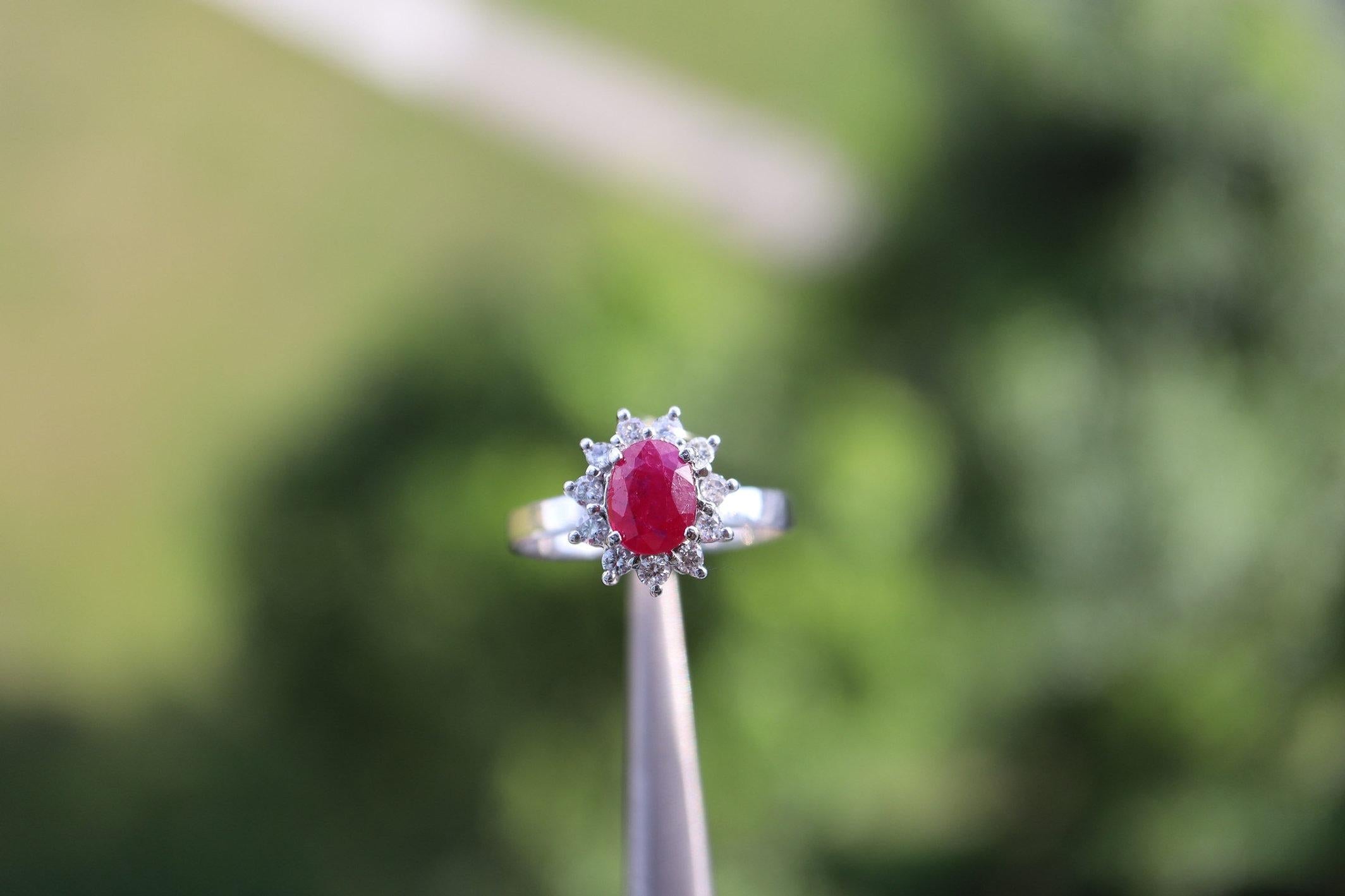 IGI 1.17Ct Unheated Mogok Ruby Halo Ring For Sale 2