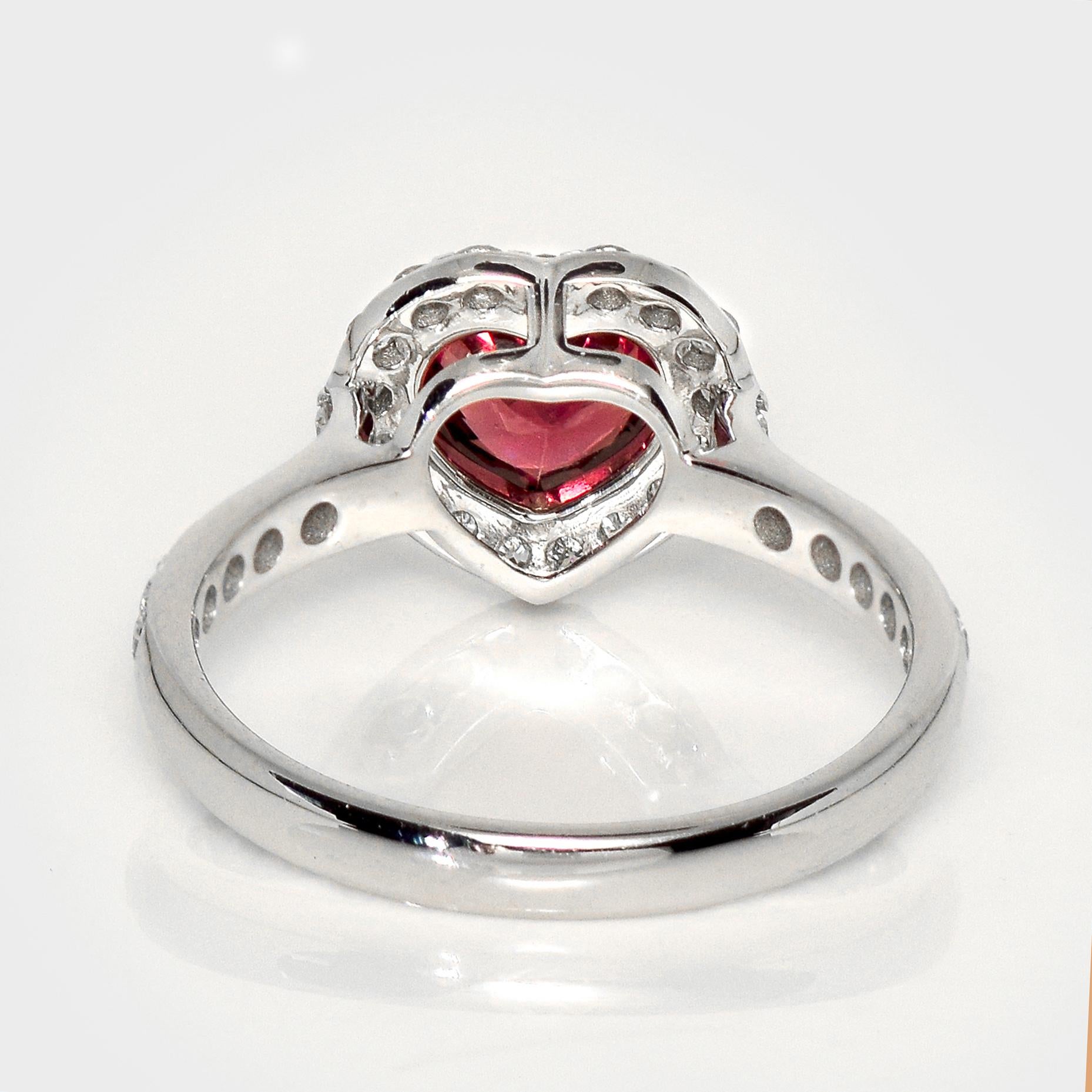 IGI 1.33 Ct 14K White Gold Purple Spinel&Diamonds Engagement Ring For Sale 1