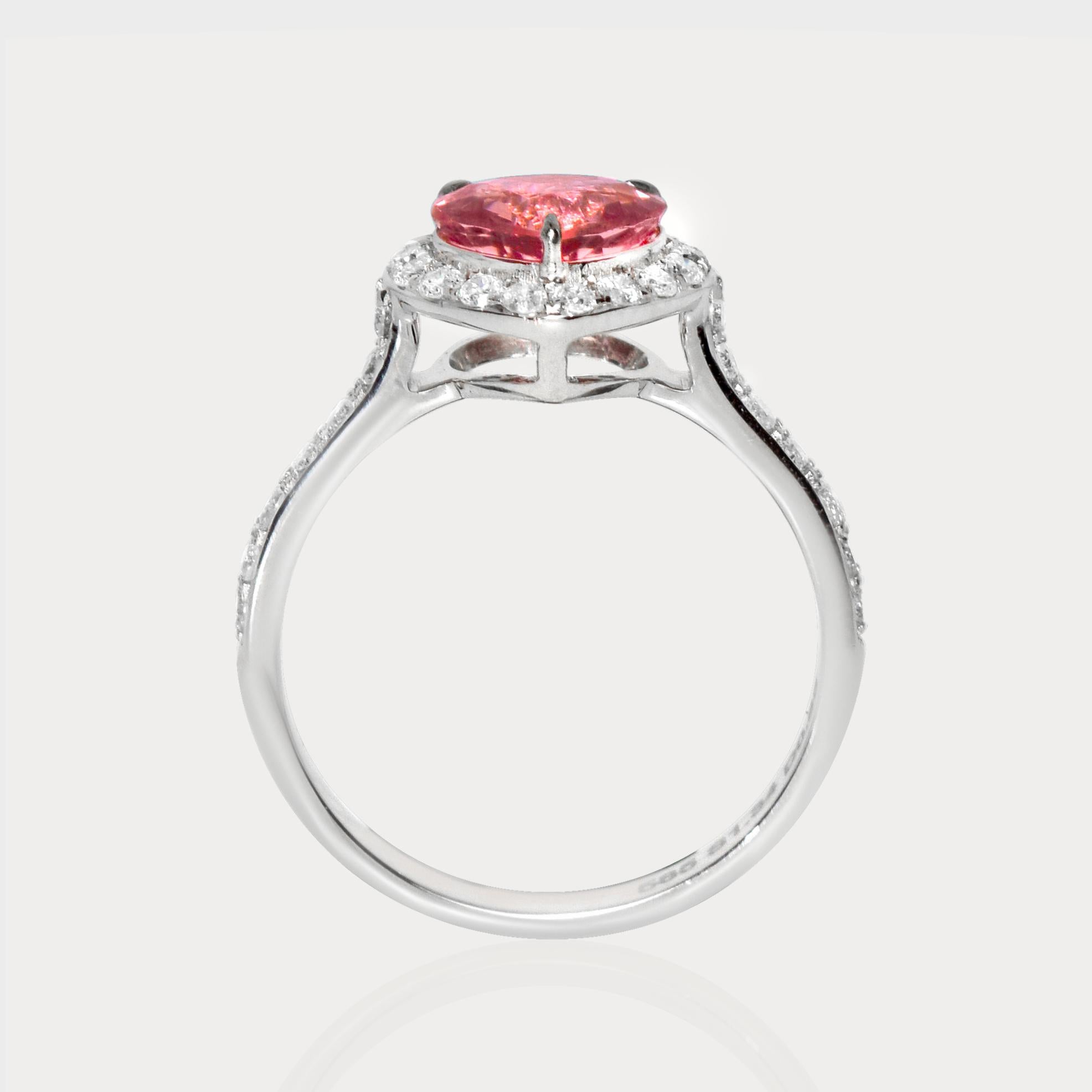 IGI 1.34 Ct 14K White Gold Pink Spinel&Diamonds Engagement Ring In New Condition For Sale In Kaohsiung City, TW