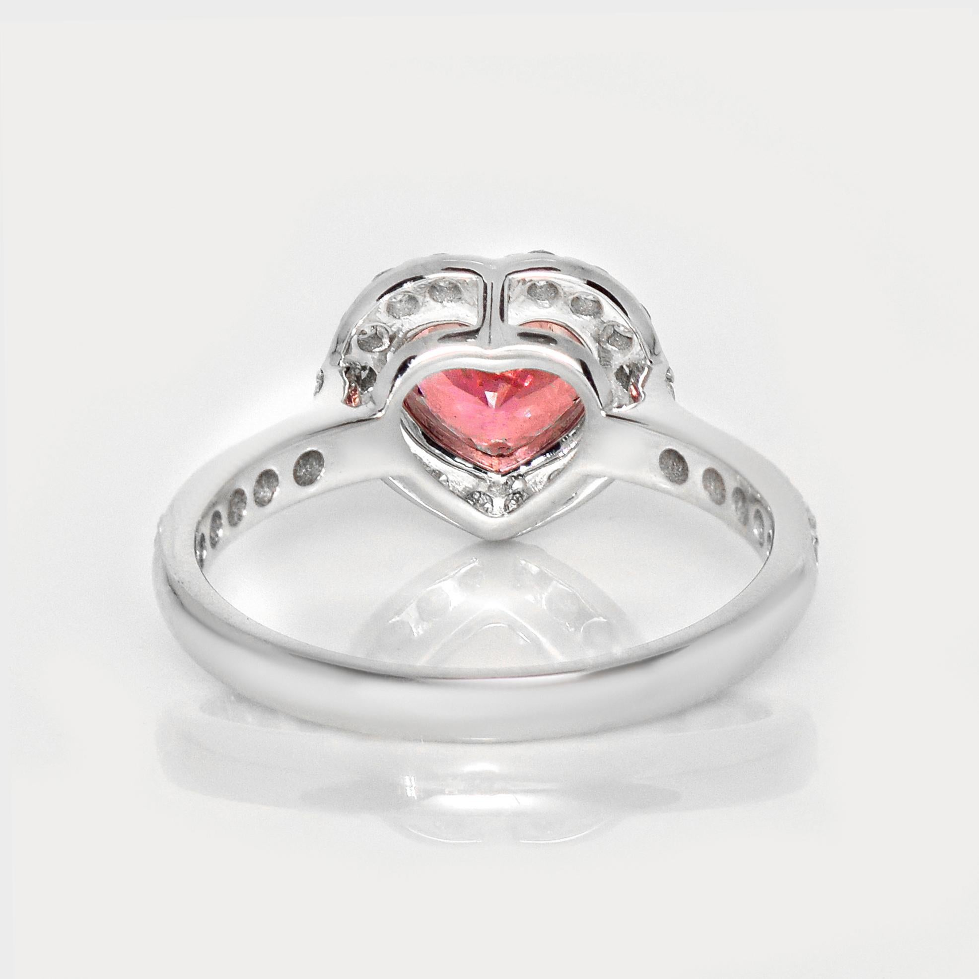 IGI 1.34 Ct 14K White Gold Pink Spinel&Diamonds Engagement Ring For Sale 1