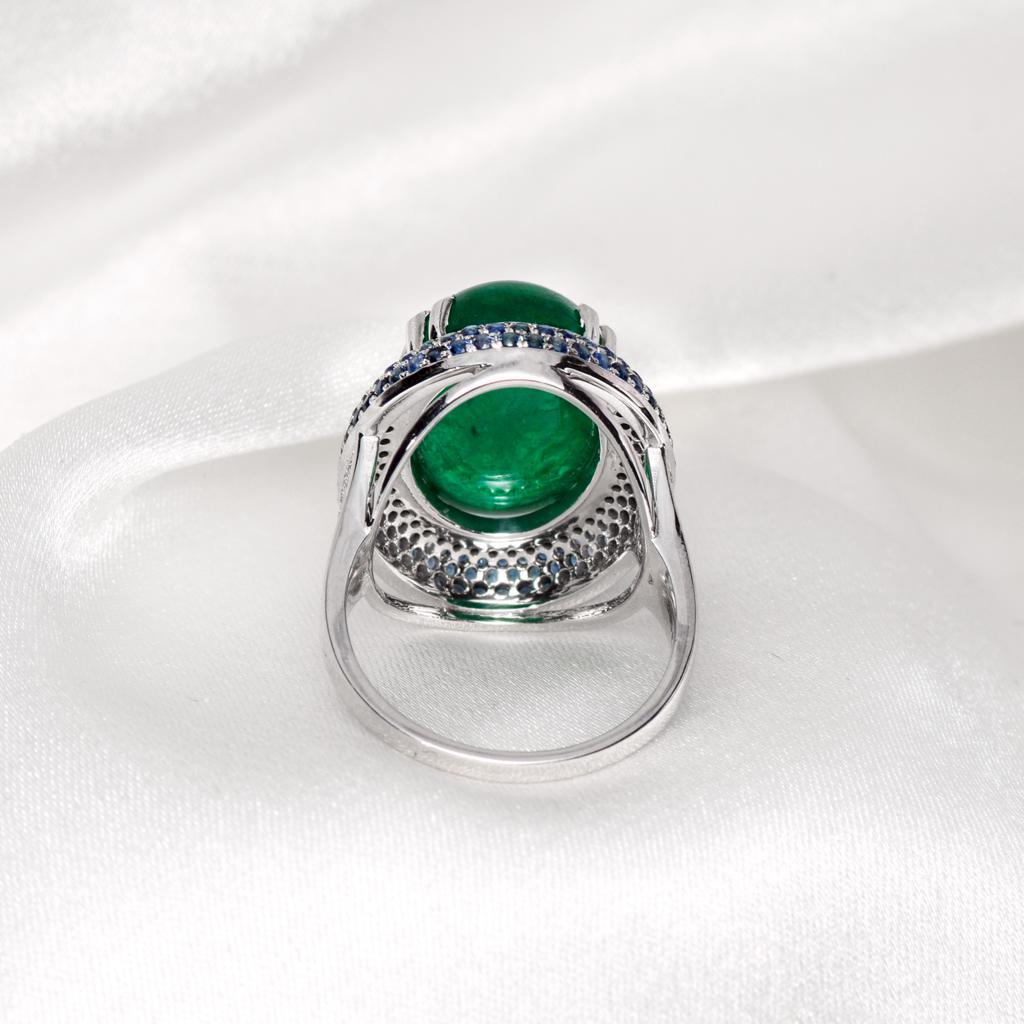 IGI 13.56 Ct Vivid Green Emerald Diamond Antique Art Deco Style Engagement Ring For Sale 1