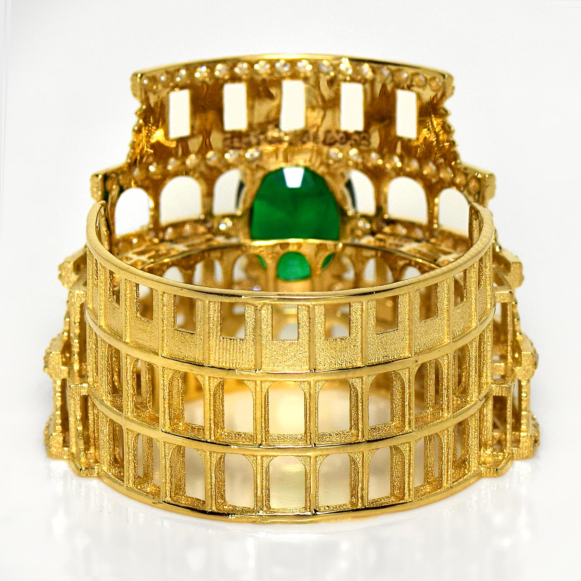 Anello di fidanzamento Art Deco IGI da 1,41 ct in oro giallo 14 carati con tsavorite verde vivo In condizioni Nuovo in vendita a Kaohsiung City, TW