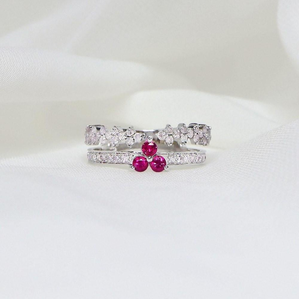 *IGI 14K 0.55 ct Natural Pink Diamonds&Ruby Vintage Engagement Ring*

This band features a stunning vintage design with natural pink diamonds weighing 0.55 ct and natural rubies weighing 0.20 ct. 

Main Stone
Variety: Natural Diamond
Shape: Round
