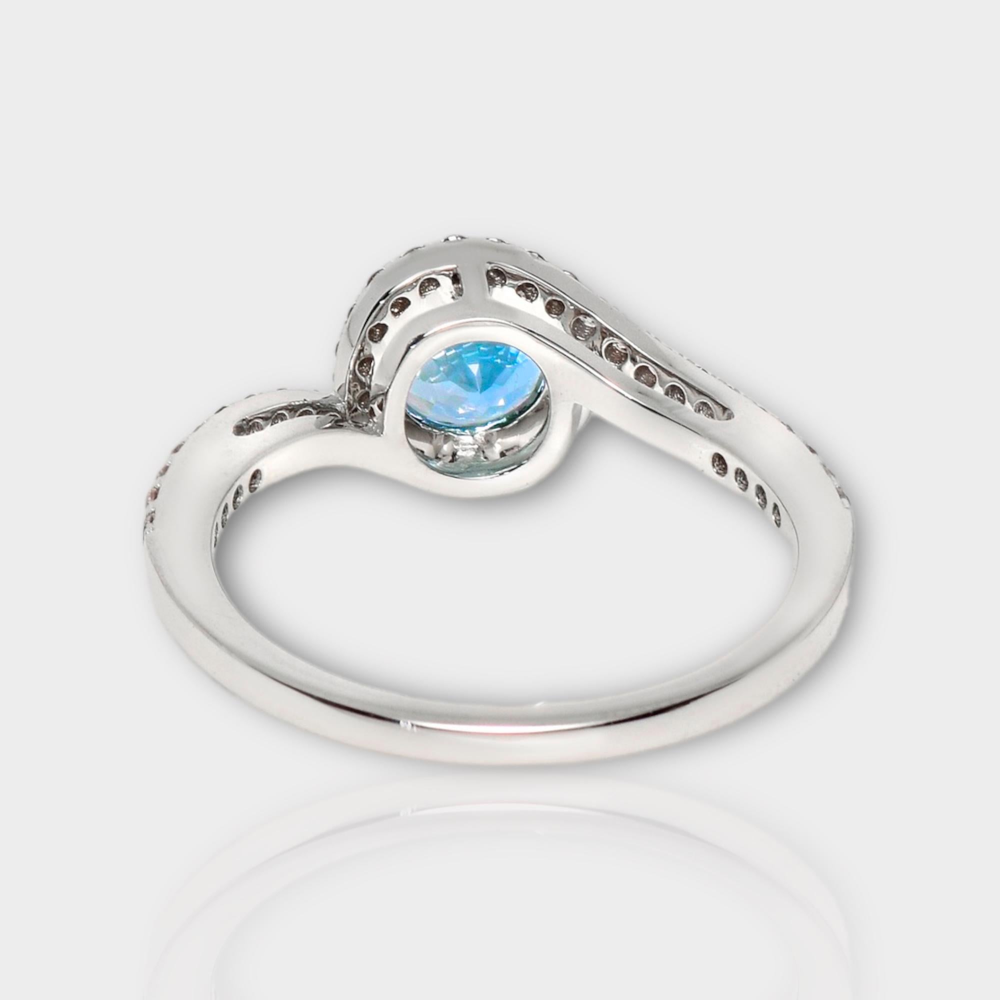 IGI 14K 0.77 Ct Aquamarine&Pink Diamonds Antique Art Deco Style Engagement Ring For Sale 1