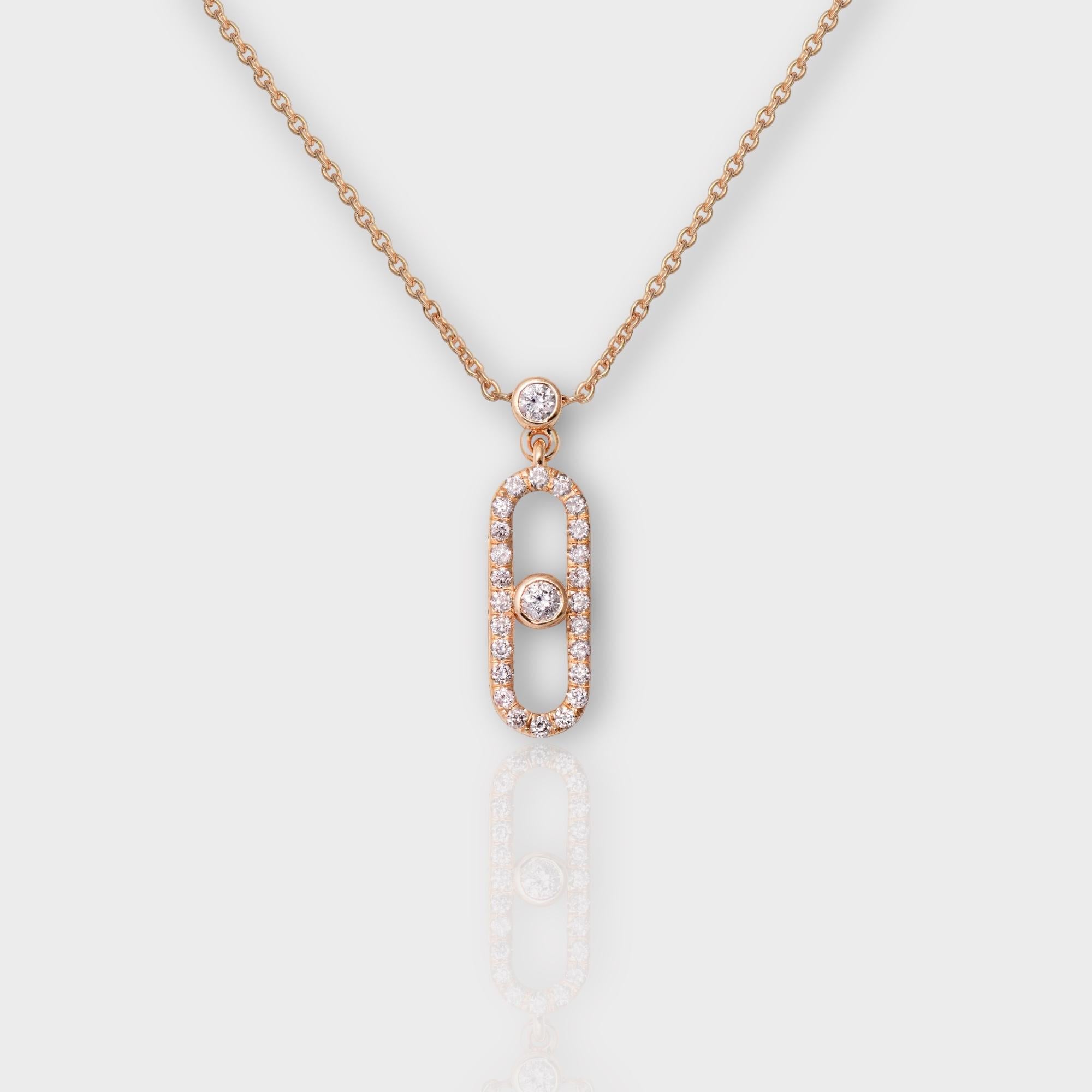 IGI 14K 0.79 ct Natural Pink Diamonds  Art Deco Design Necklace In New Condition For Sale In Kaohsiung City, TW