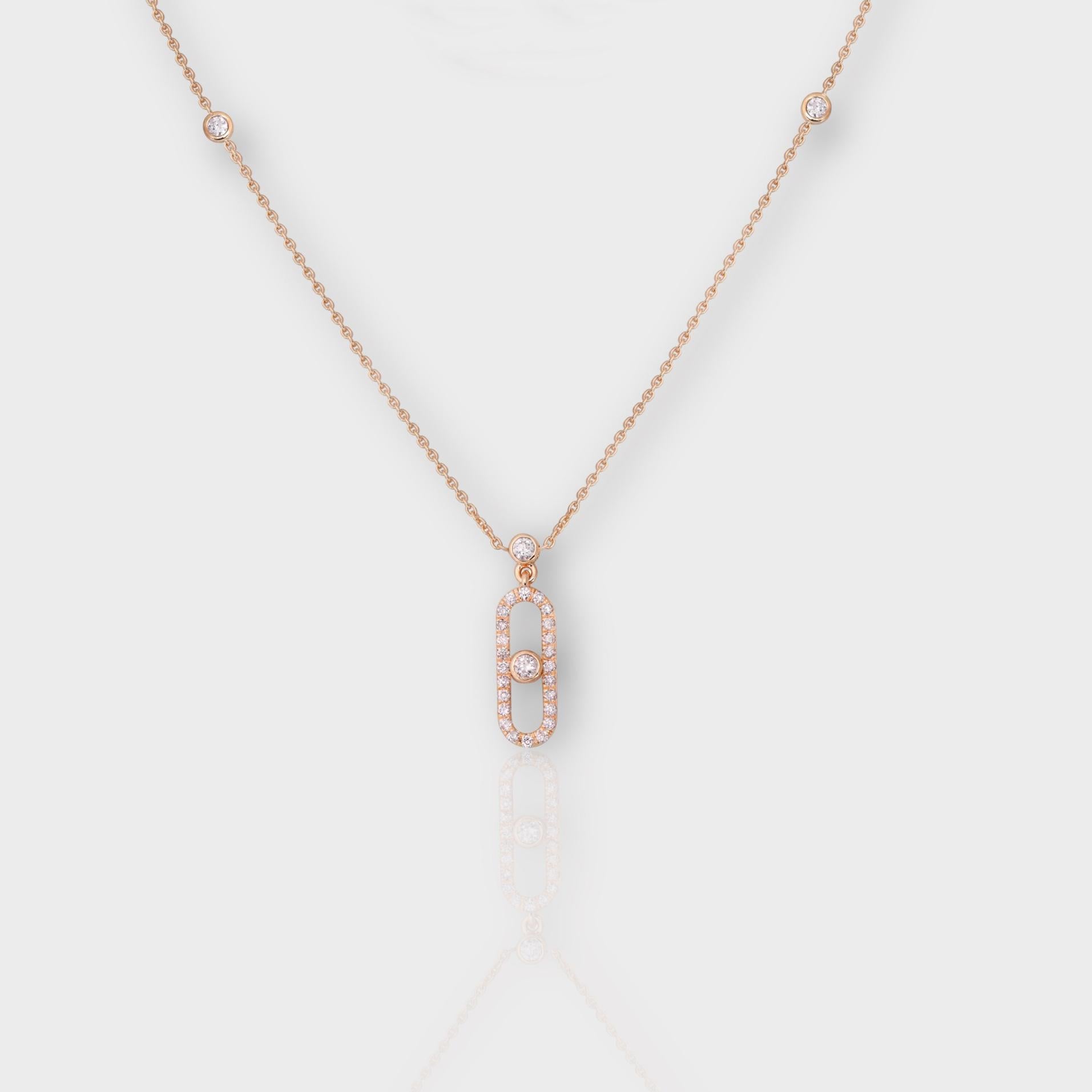 Women's IGI 14K 0.79 ct Natural Pink Diamonds  Art Deco Design Necklace For Sale