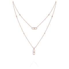 IGI 14K 0.79 ct Natural Pink Diamonds  Art Deco Design Necklace