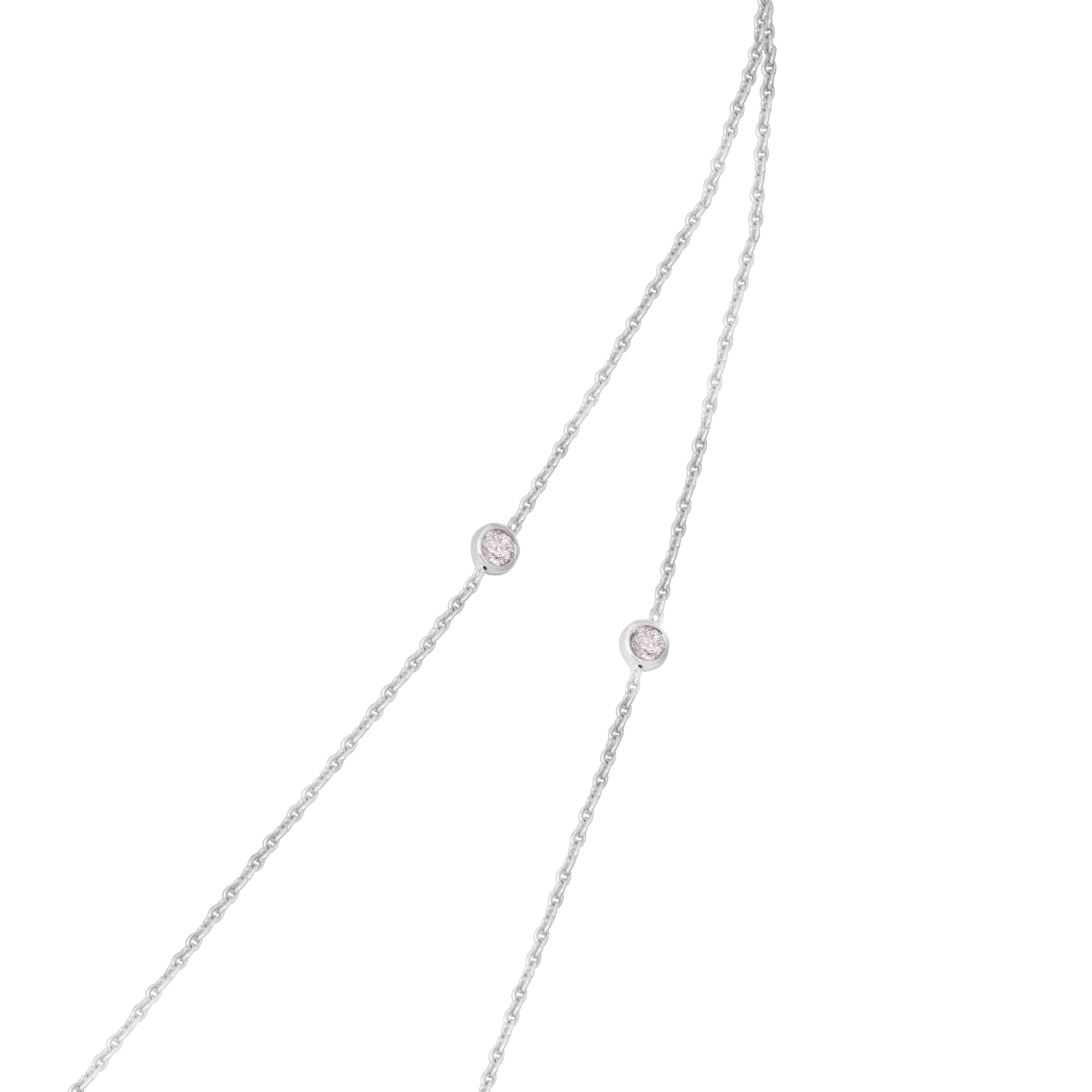 Women's IGI 14K 0.80 ct Natural Pink Diamonds  Art Deco Design Necklace For Sale