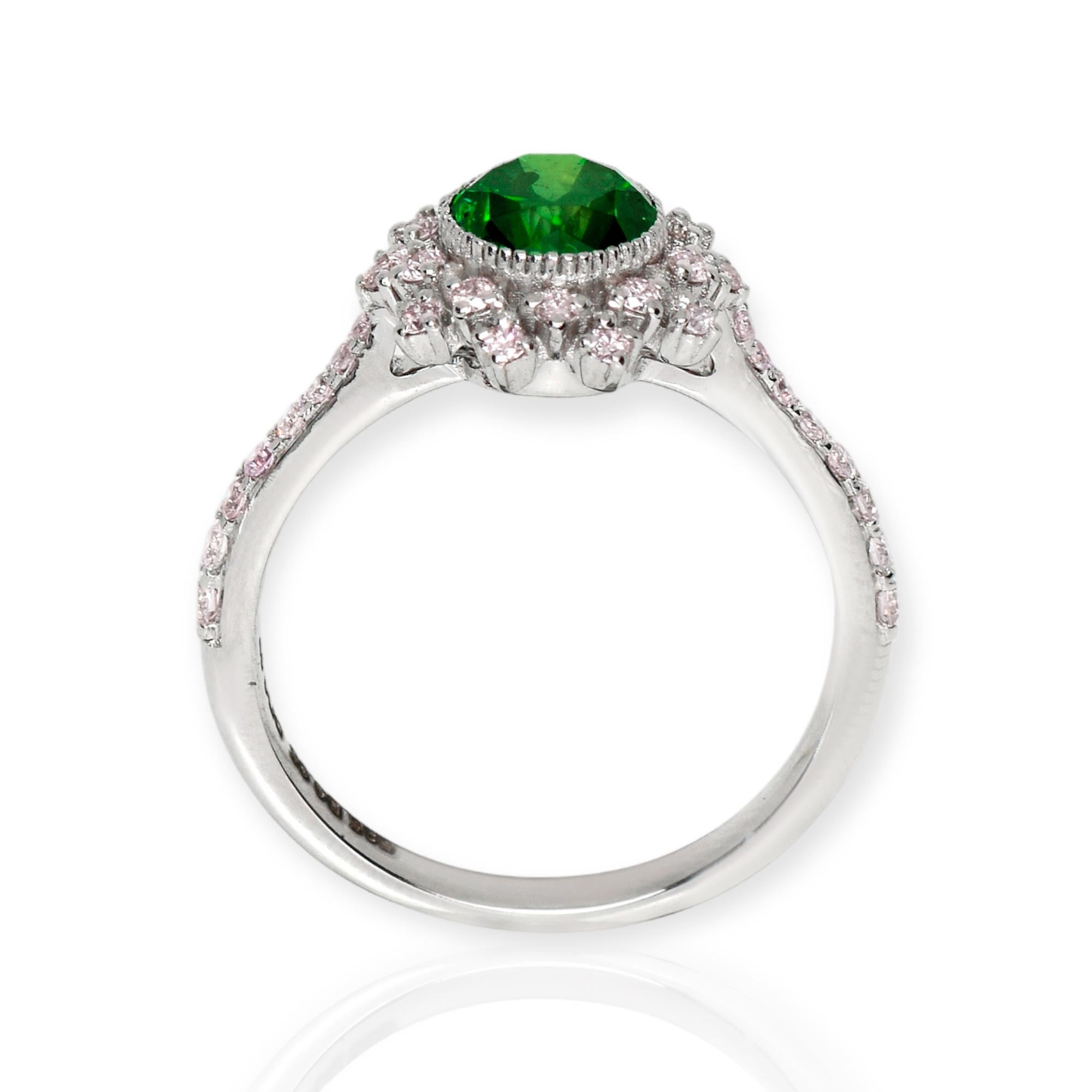 IGI 14K 0.95 Ct Natural Green Diamond Antique Art Deco Style Engagement Ring For Sale 1