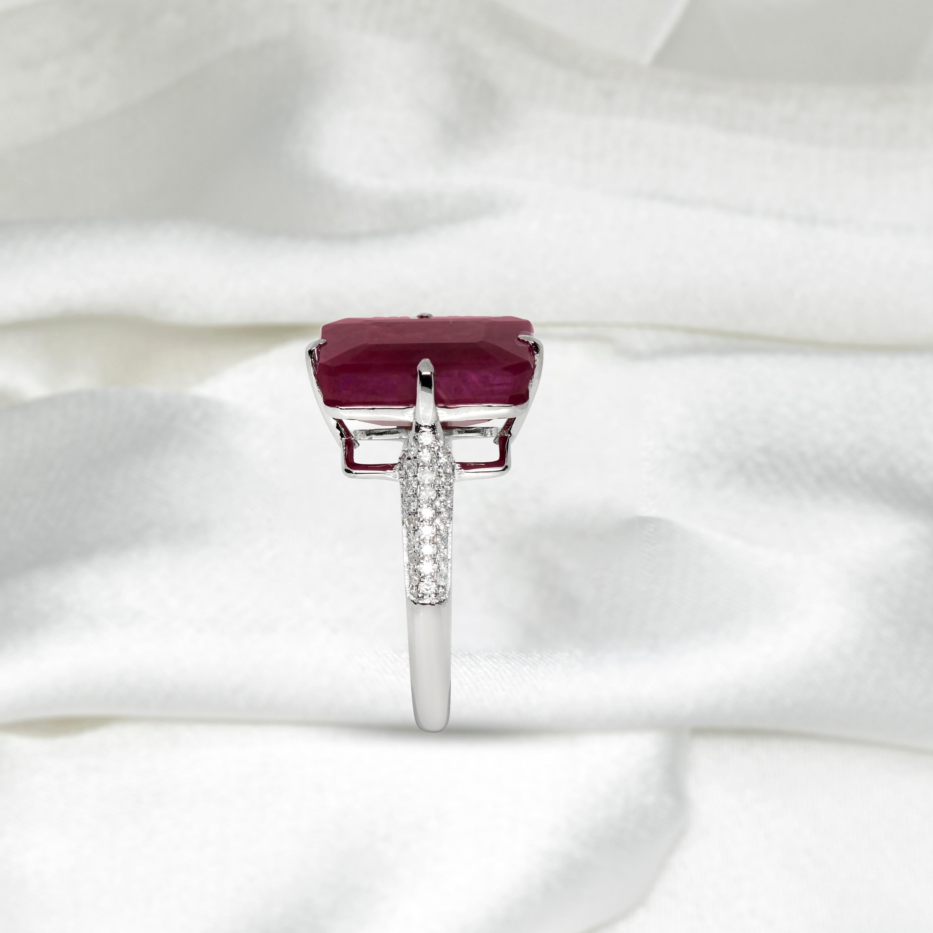 IGI 14K 10.25 Ct Natural Ruby Diamond Antique Art Deco Style Engagement Ring For Sale 1