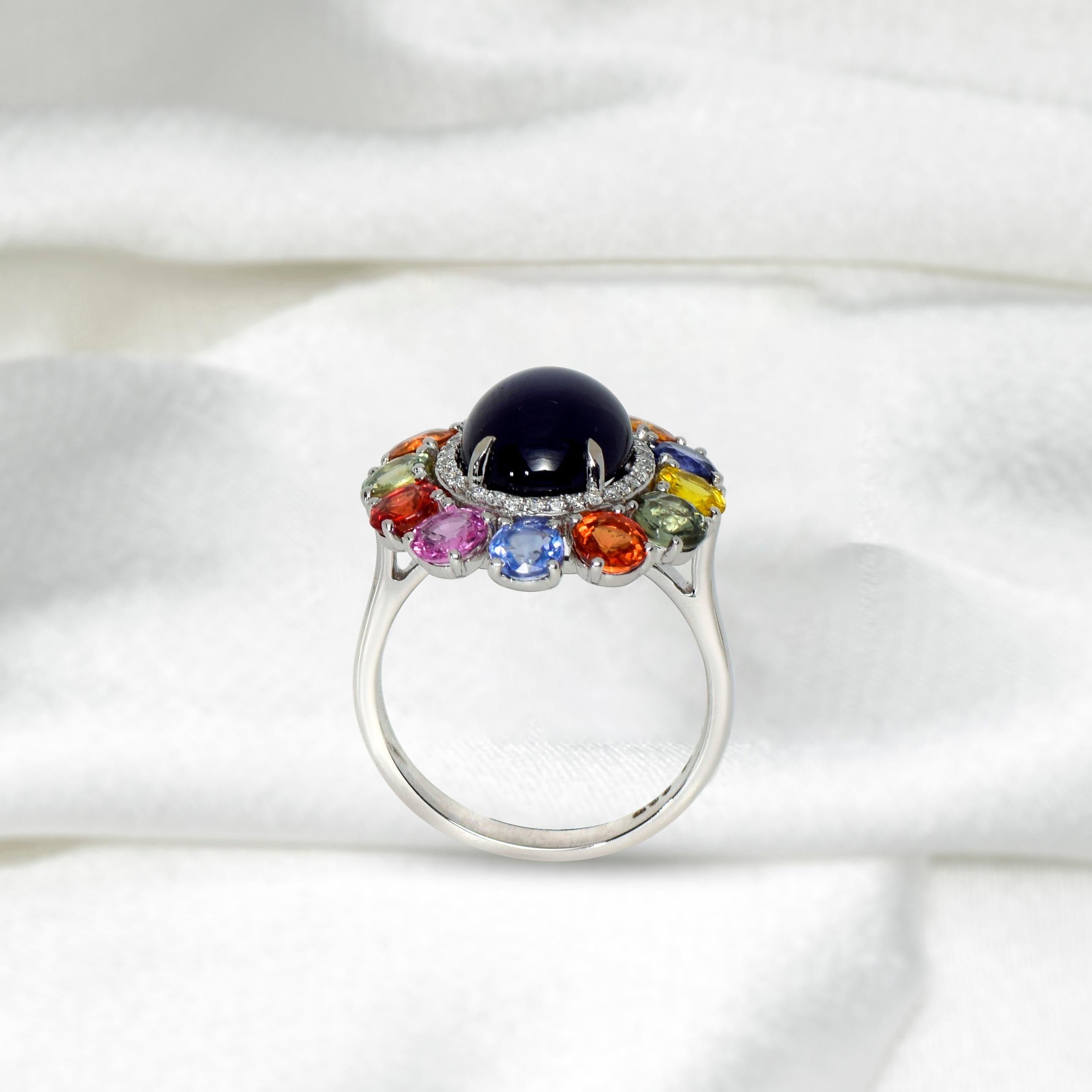 Cabochon *NRP*IGI 14k 10.47 Ctw Sapphires & Diamond Antique Art Deco Engagement Ring