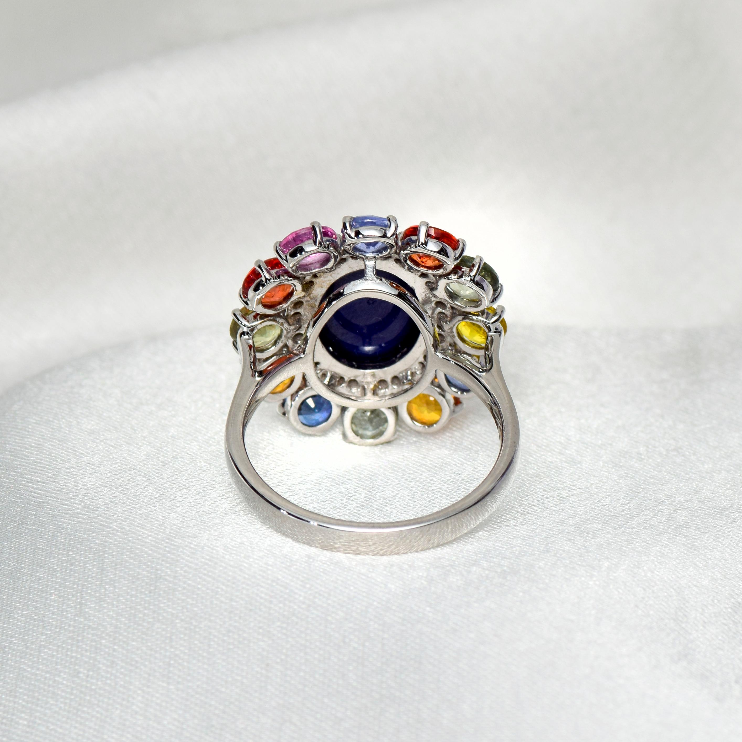 *NRP*IGI 14k 10.47 Ctw Sapphires & Diamond Antique Art Deco Engagement Ring In New Condition In Kaohsiung City, TW