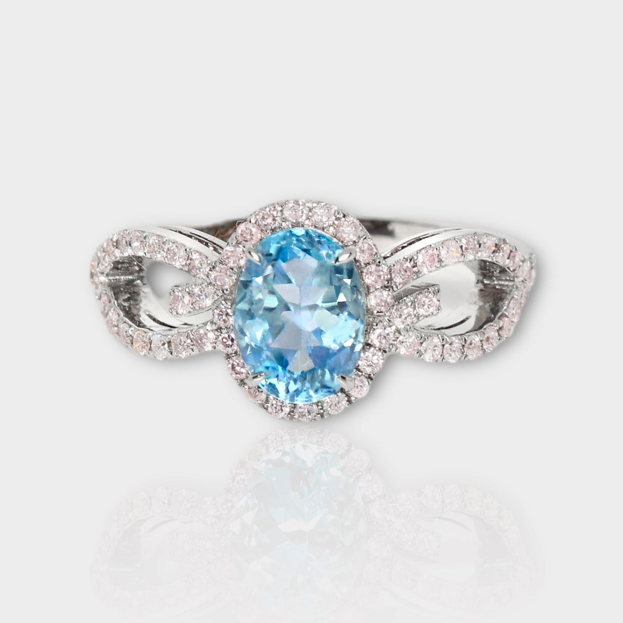 *IGI 14K 1.09 Ct Aquamarine&Pink Diamonds Antique Art Deco Style Engagement Ring* (bague de fiançailles)

Aigue-marine bleue naturelle pesant 1,09 ct sertie sur un anneau en or blanc 14K avec des diamants roses ronds de taille brillant pesant 0,38