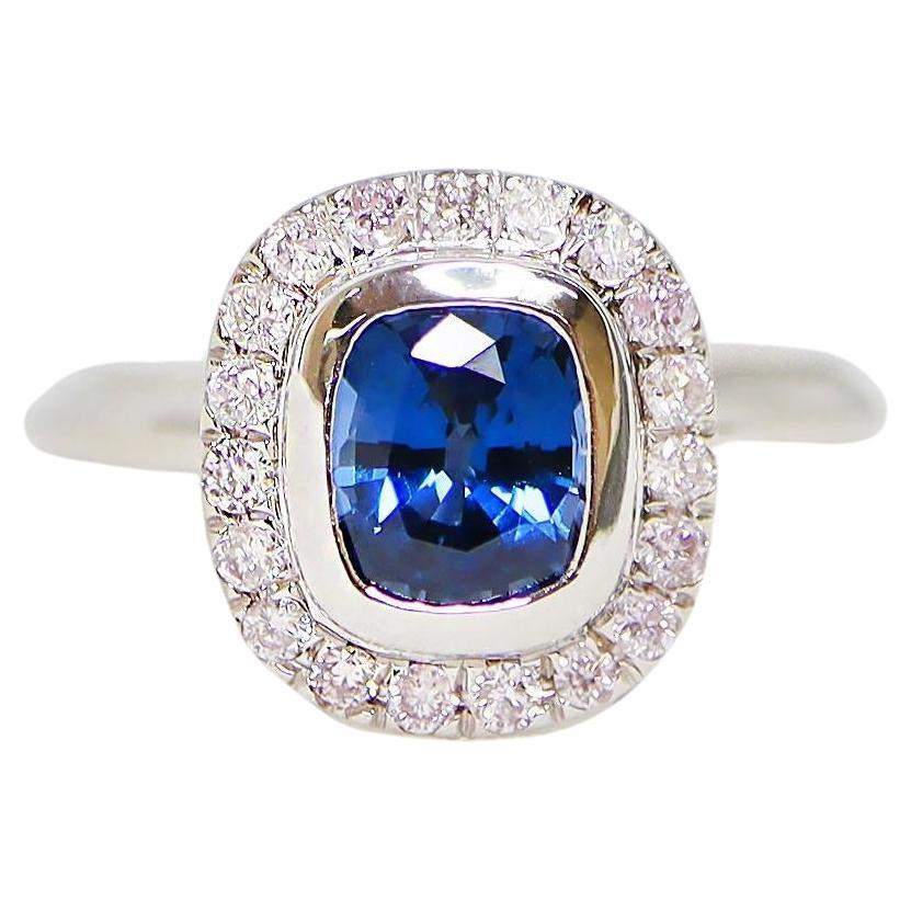 Bague de fiançailles d'antiquités IGI 14 carats, diamants roses et spinelle bleue à couleur changeante de 1,10 carat en vente