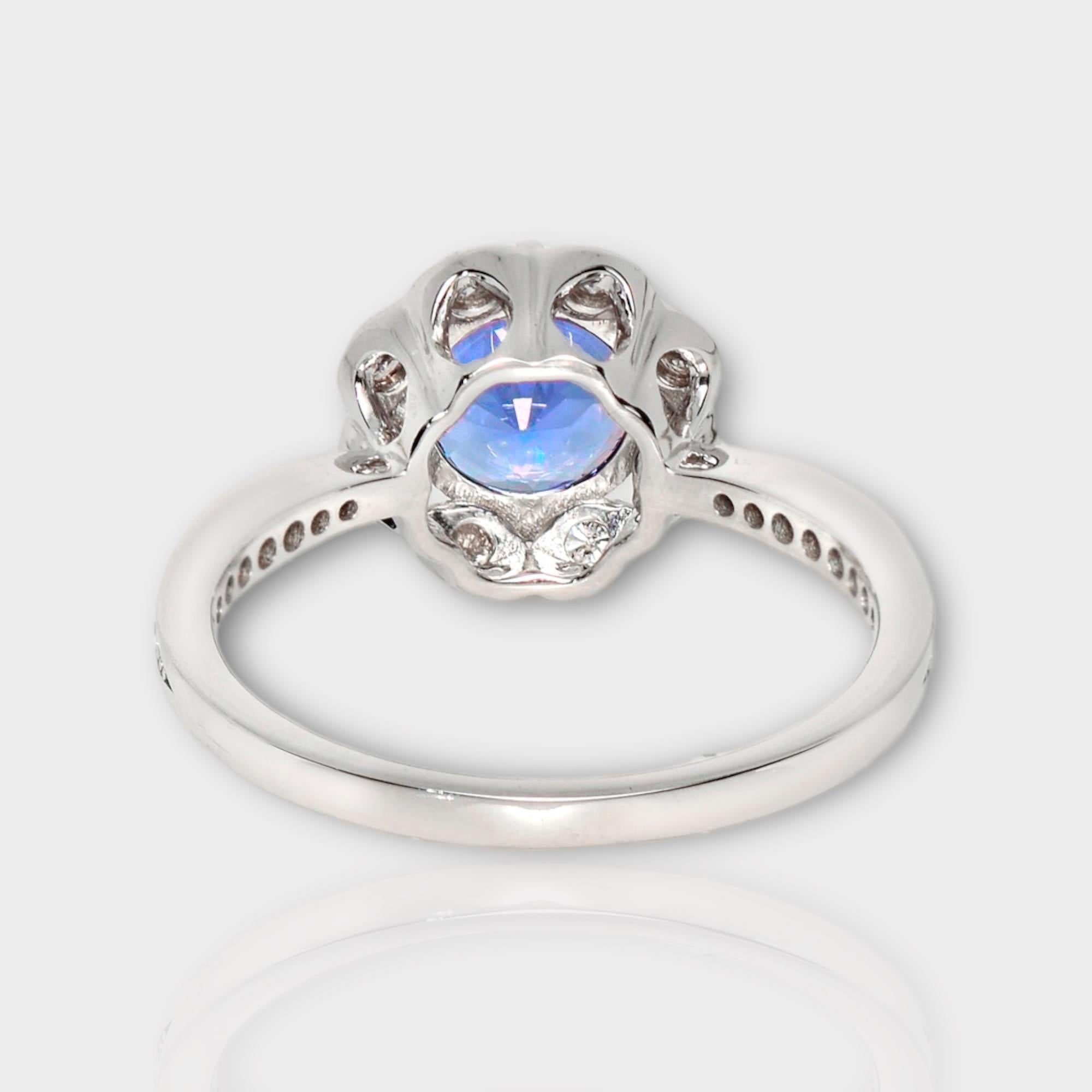 IGI 14K 1.21 ct Tanzanite&Pink Diamond Antique Art Deco Engagement Ring For Sale 1
