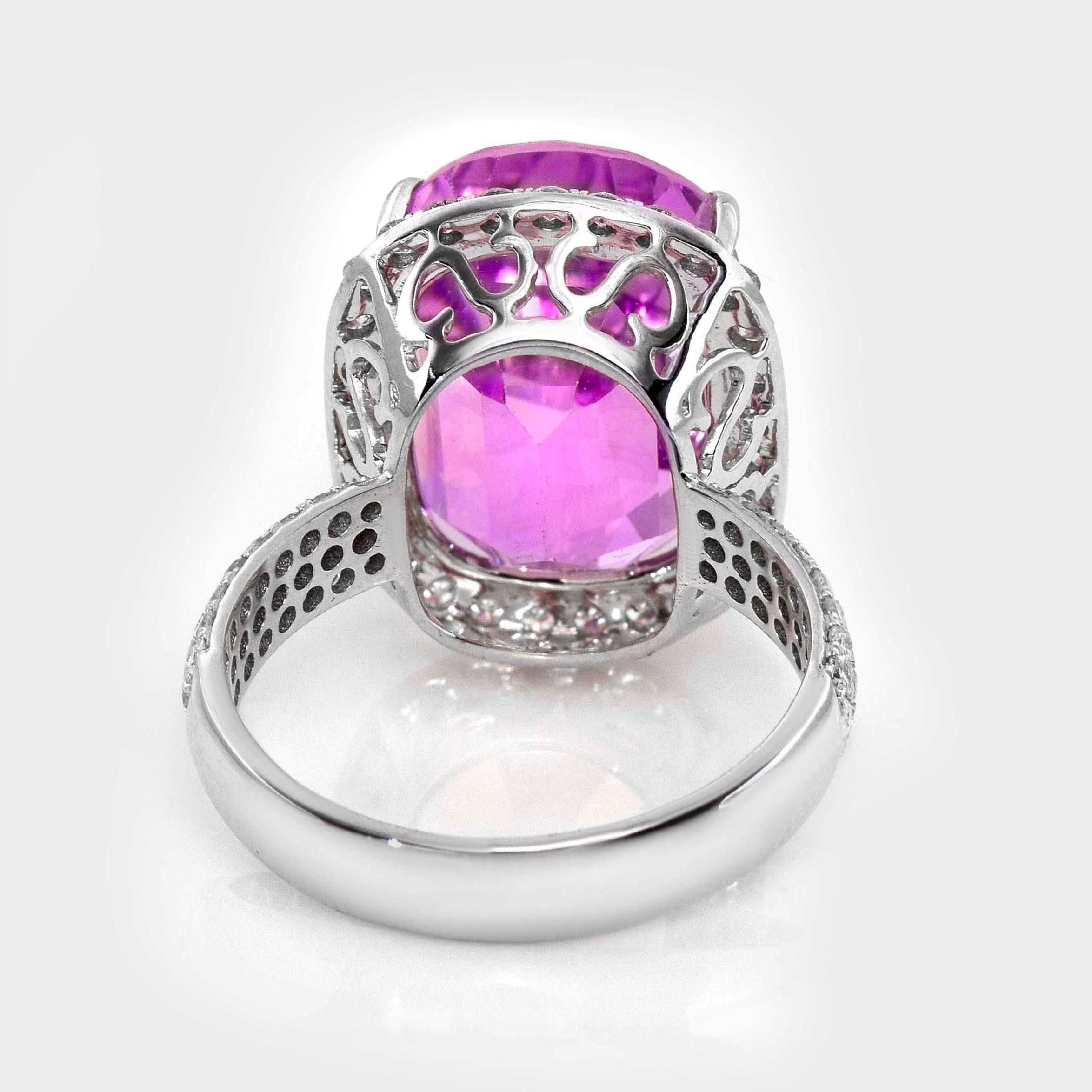 Anello di fidanzamento Art Deco 89 IGI 14K 12,89 ct Kunzite e diamanti antichi in vendita 1