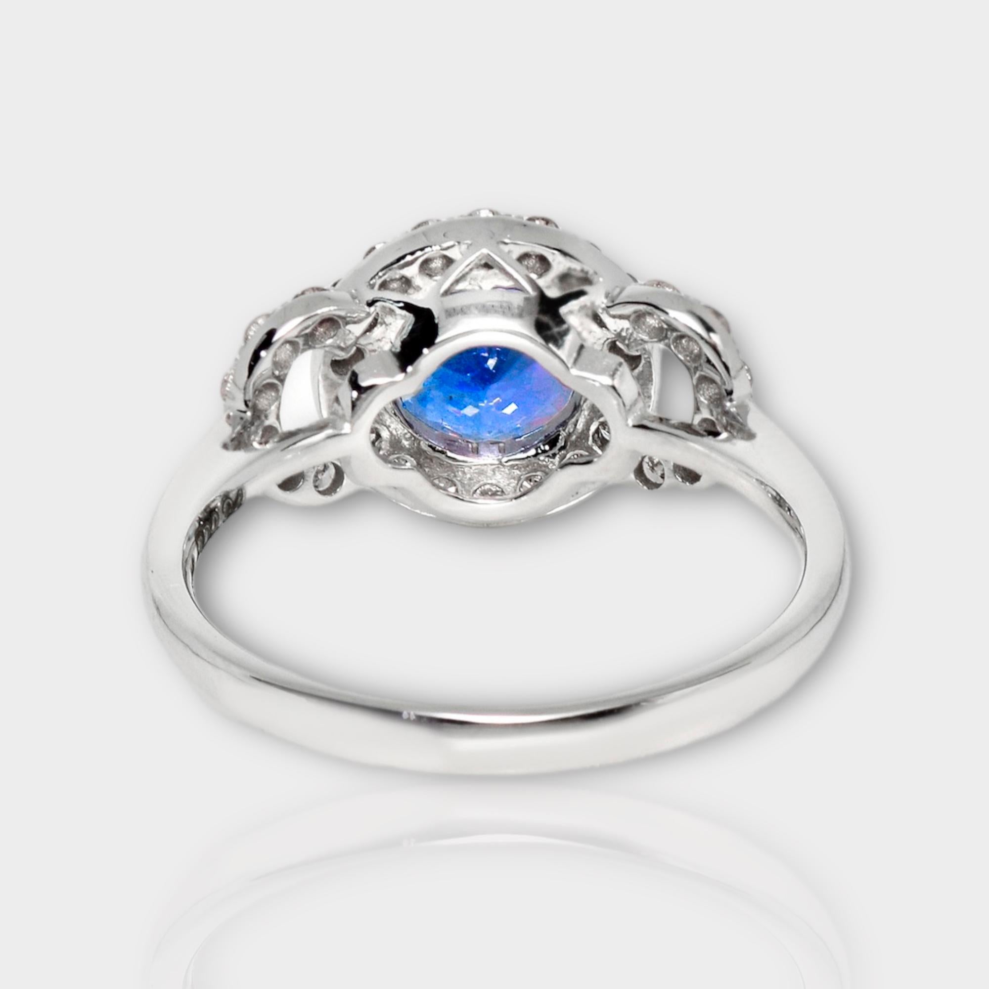 IGI 14K 1.30 ct Tanzanite&Pink Diamond Antique Art Deco Engagement Ring For Sale 1
