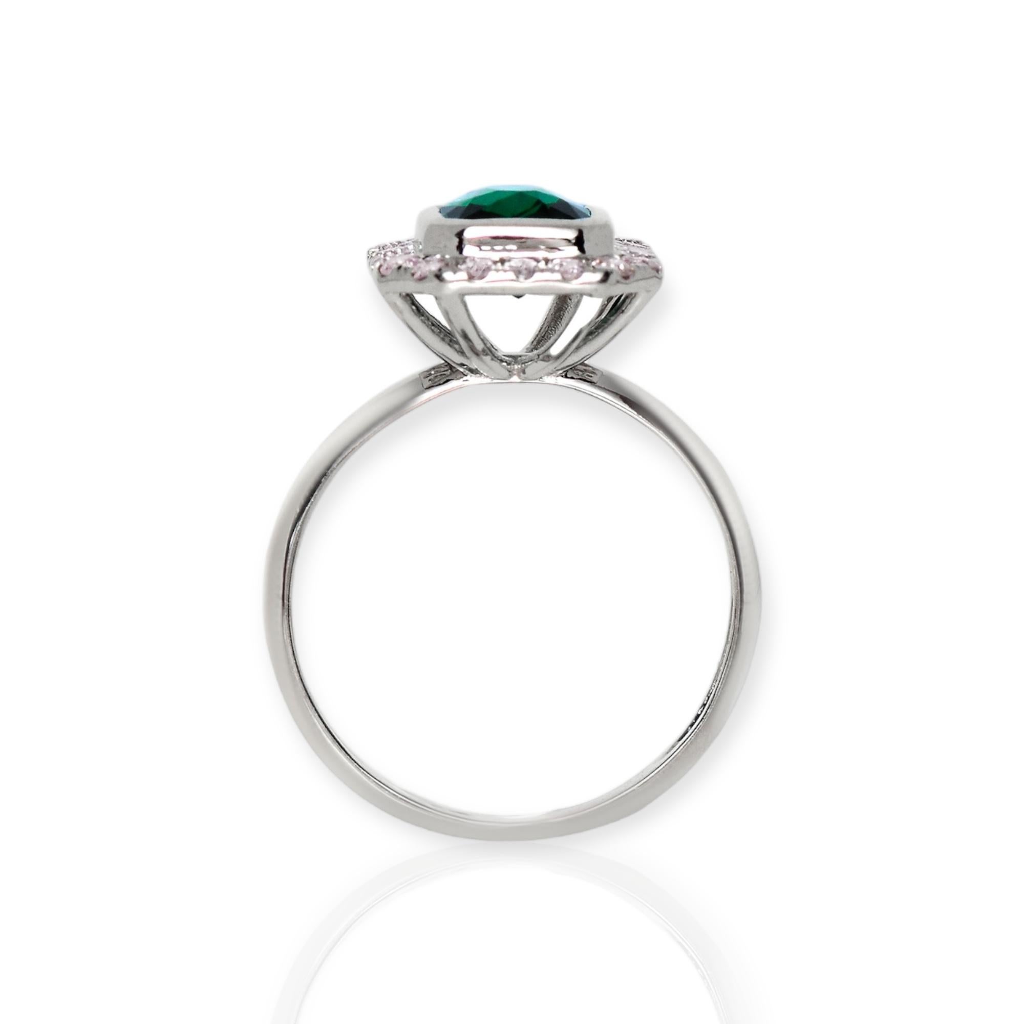 Cushion Cut IGI 14K 1.34 Natural Tourmaline&Pink Diamonds Antique Engagement Ring For Sale